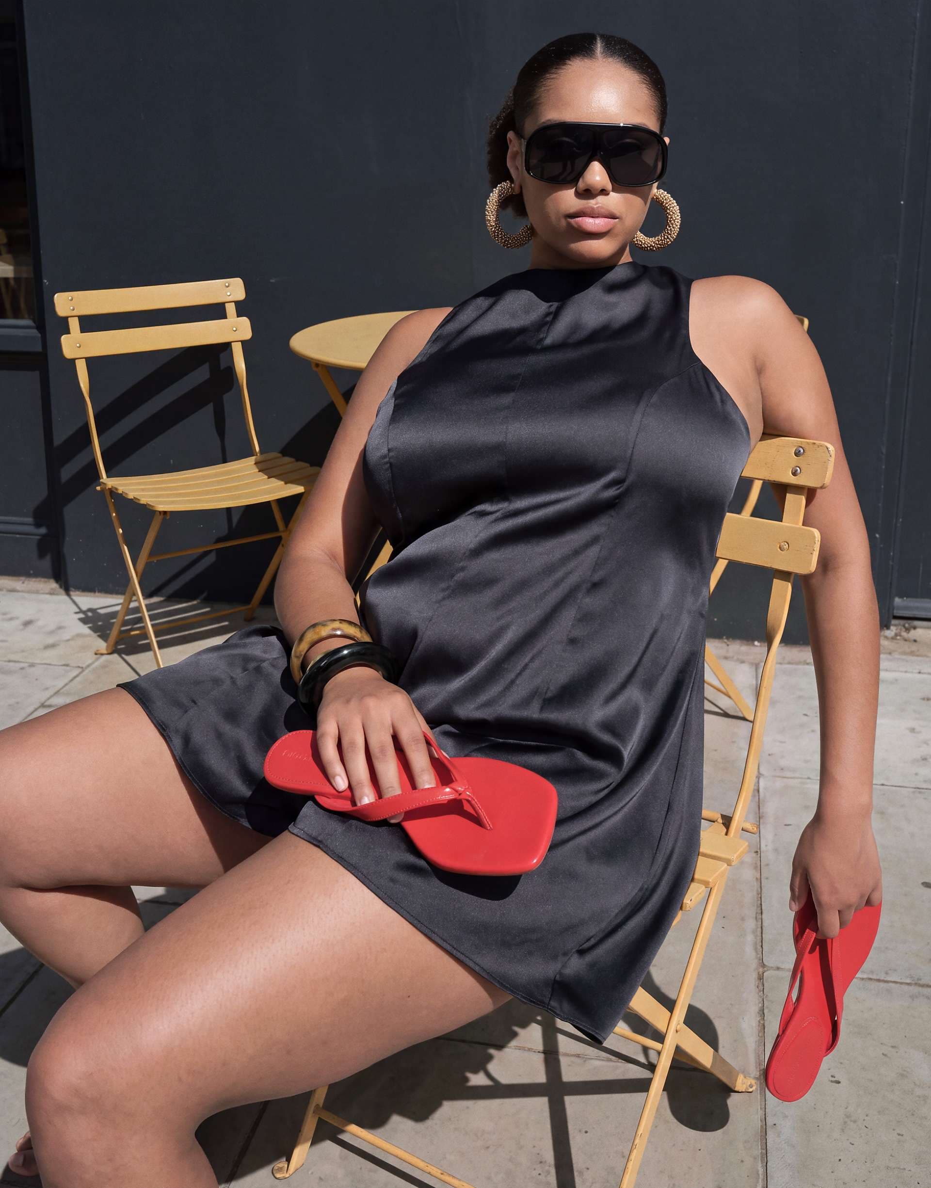 ASOS DESIGN Curve racer satin romper in black