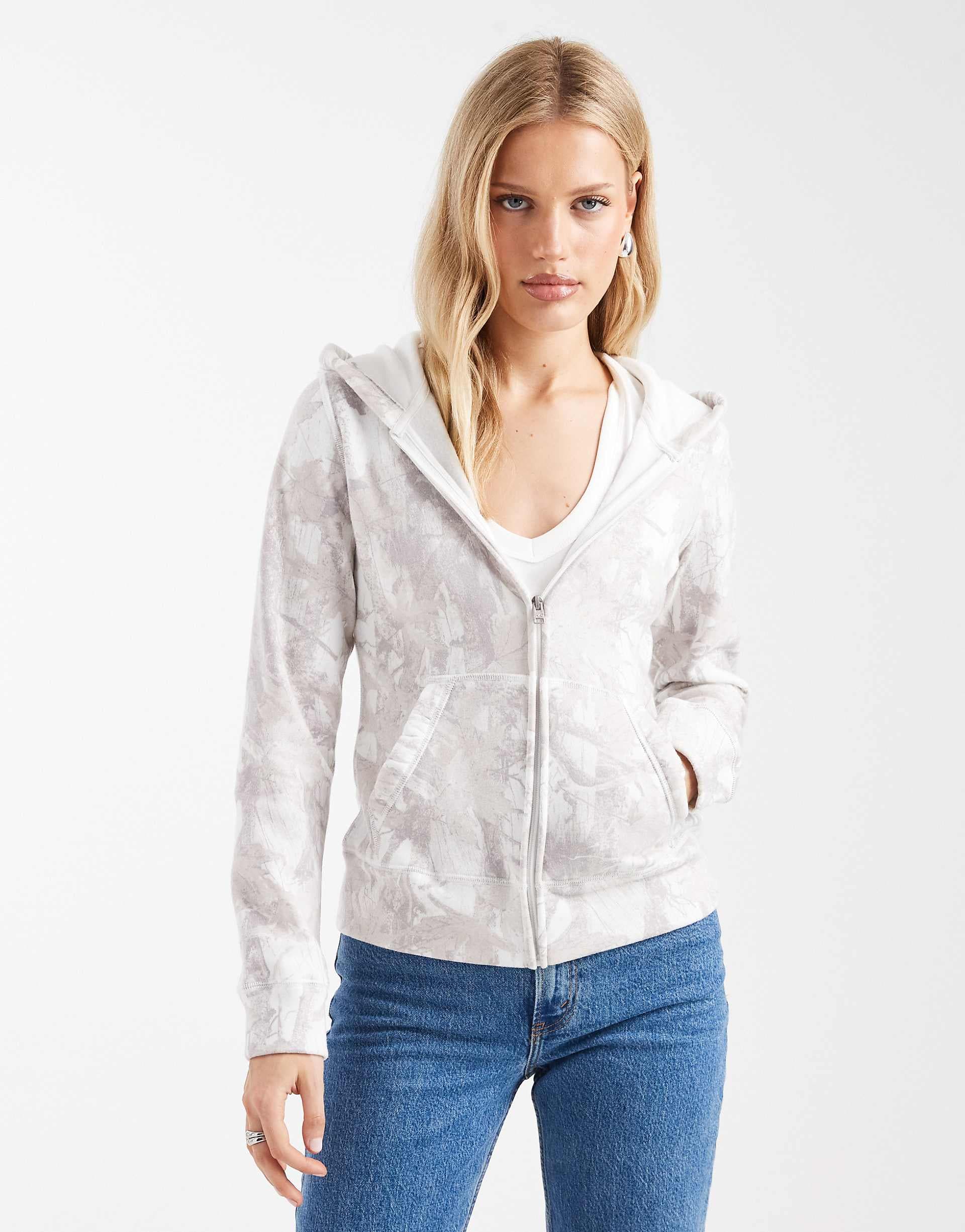 Hollister zip up hoodie in camo print