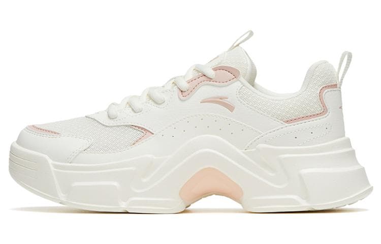 Anta Cushioned Slip Resistant Low Top Athletic Shoes Women's White Pink