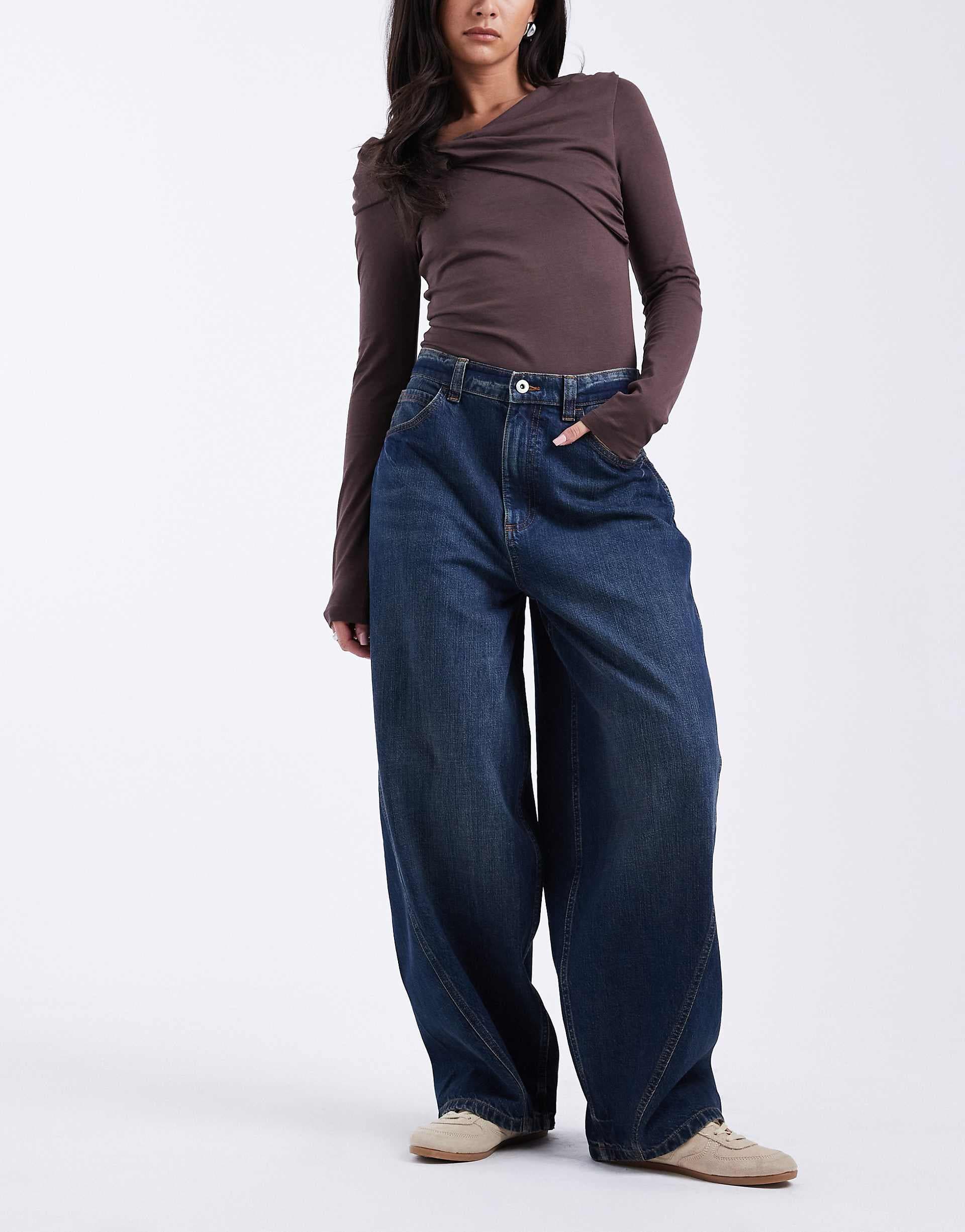 COLLUSION circular design collection xl balloon jeans in rinse wash