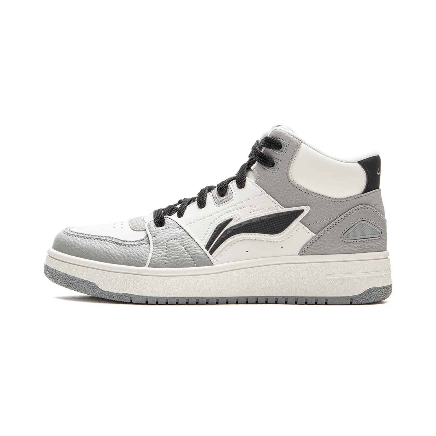 LiNing Tianji HI Classic Comfortable White Sneakers Retro Trendy Versatile Thick Sole Heightening Rebound Slip-Resistant Wear-Resistant Mid-Top Sneakers Men's Light Gray