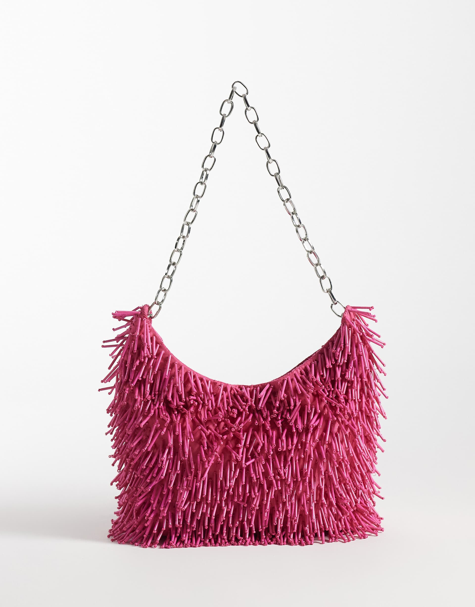 ASOS DESIGN bead-embellished shoulder bag in pink