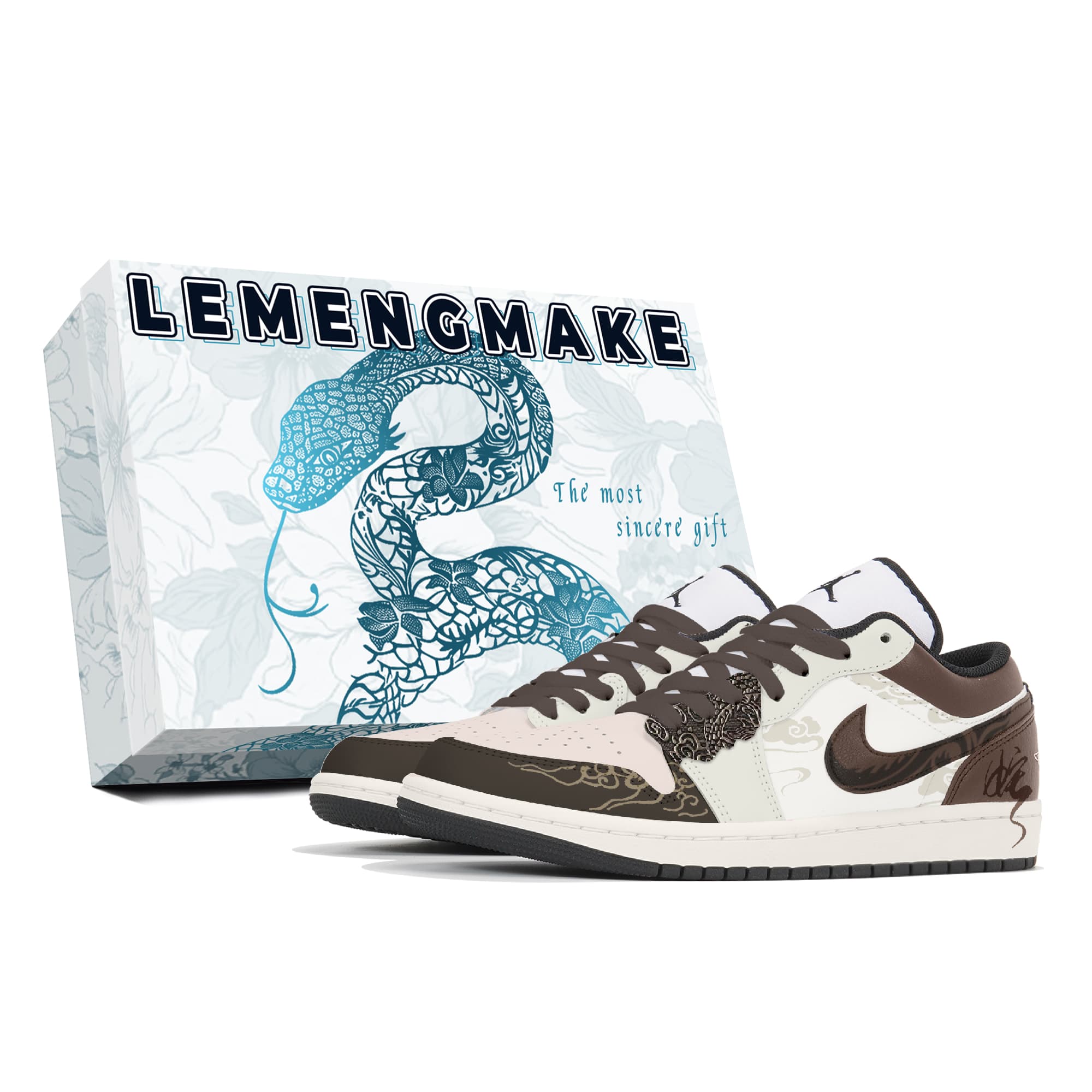 Jordan Air Jordan 1 Cushioned Slip-Resistant Abrasion-Resistant Low-Top Vintage Basketball Shoes Men's Brown