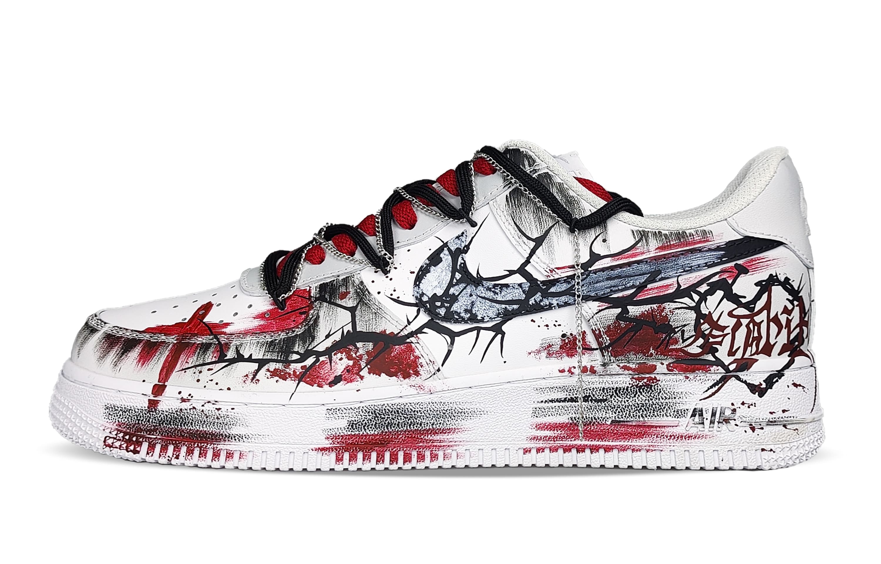 Nike Air Force 1 'Thorn Tide' Unisex Low-Top Sneakers Black/Red/White