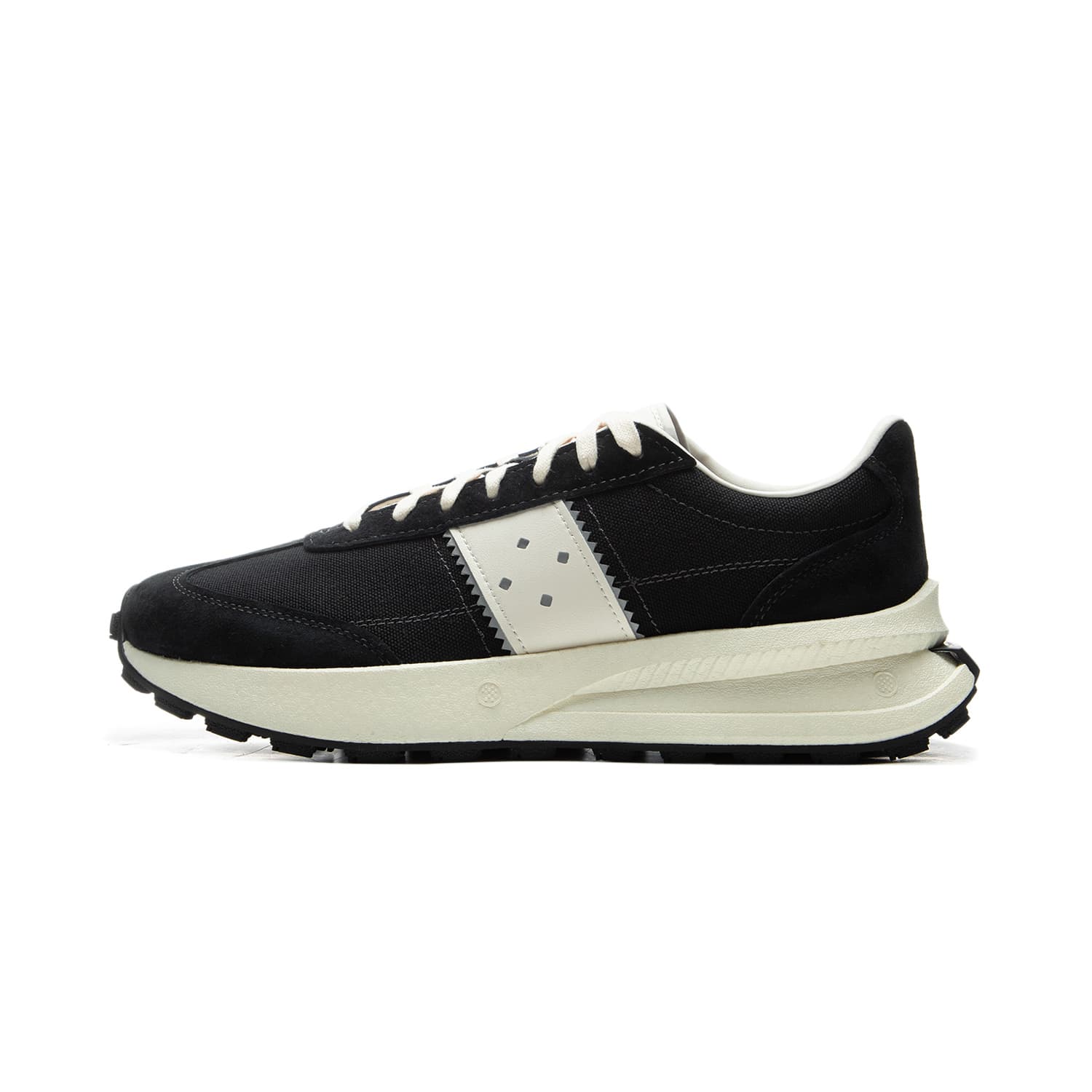 LI-NING China Light Boat Reflective Trendy Sports Slip-Resistant Wear-Resistant Mid-Top Casual Shoes Unisex Black Beige