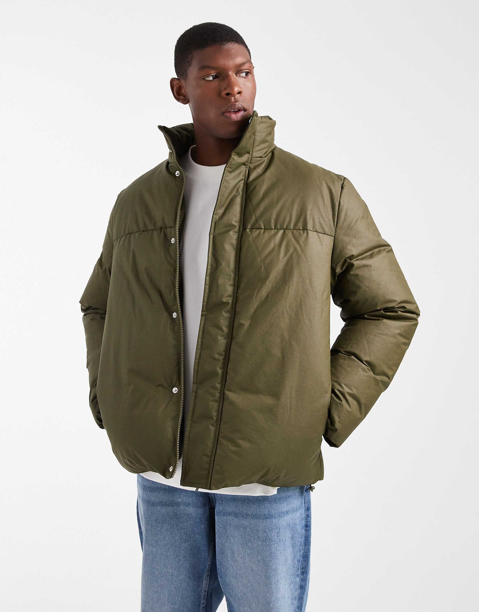 ASOS DESIGN puffer jacket in khaki