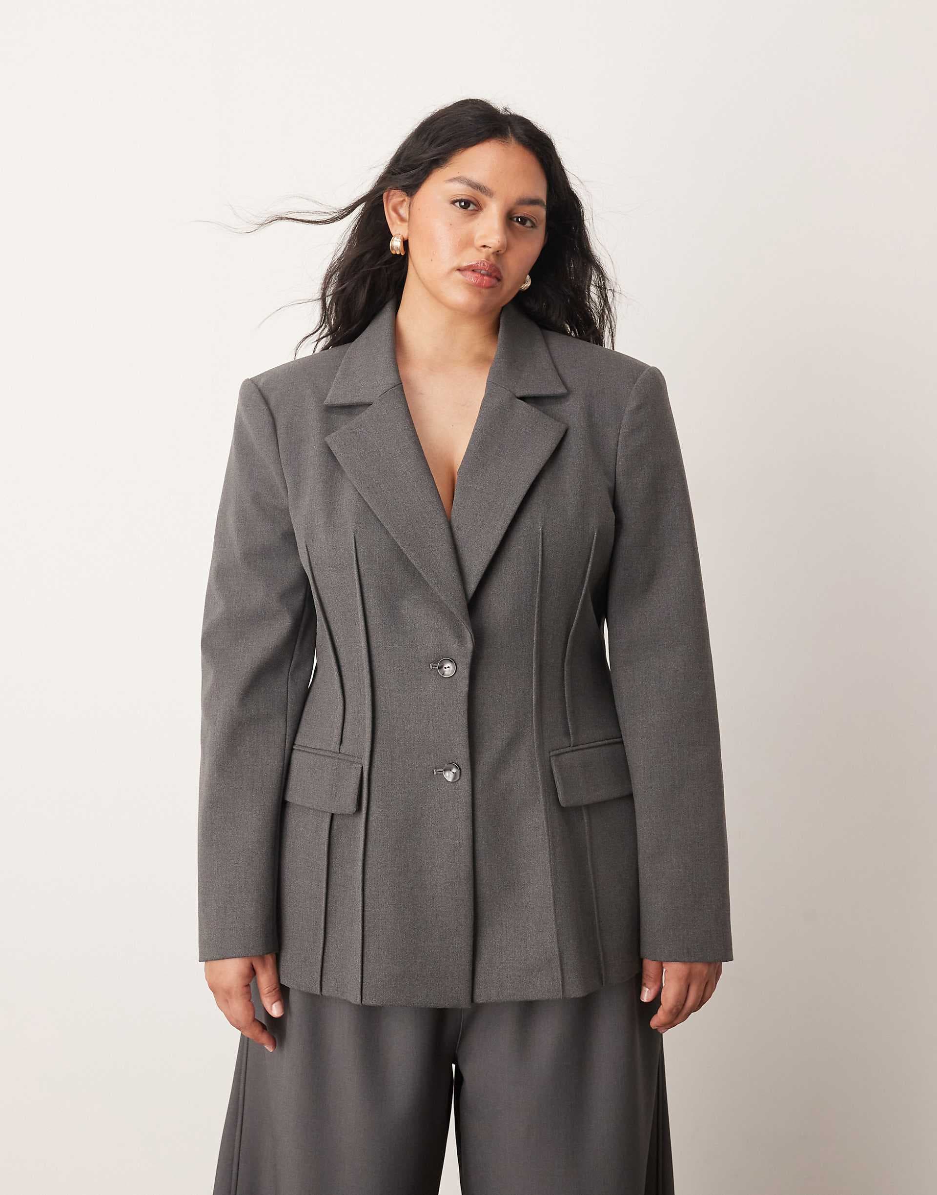 ARRANGE Curve premium sculpted blazer in gray heather