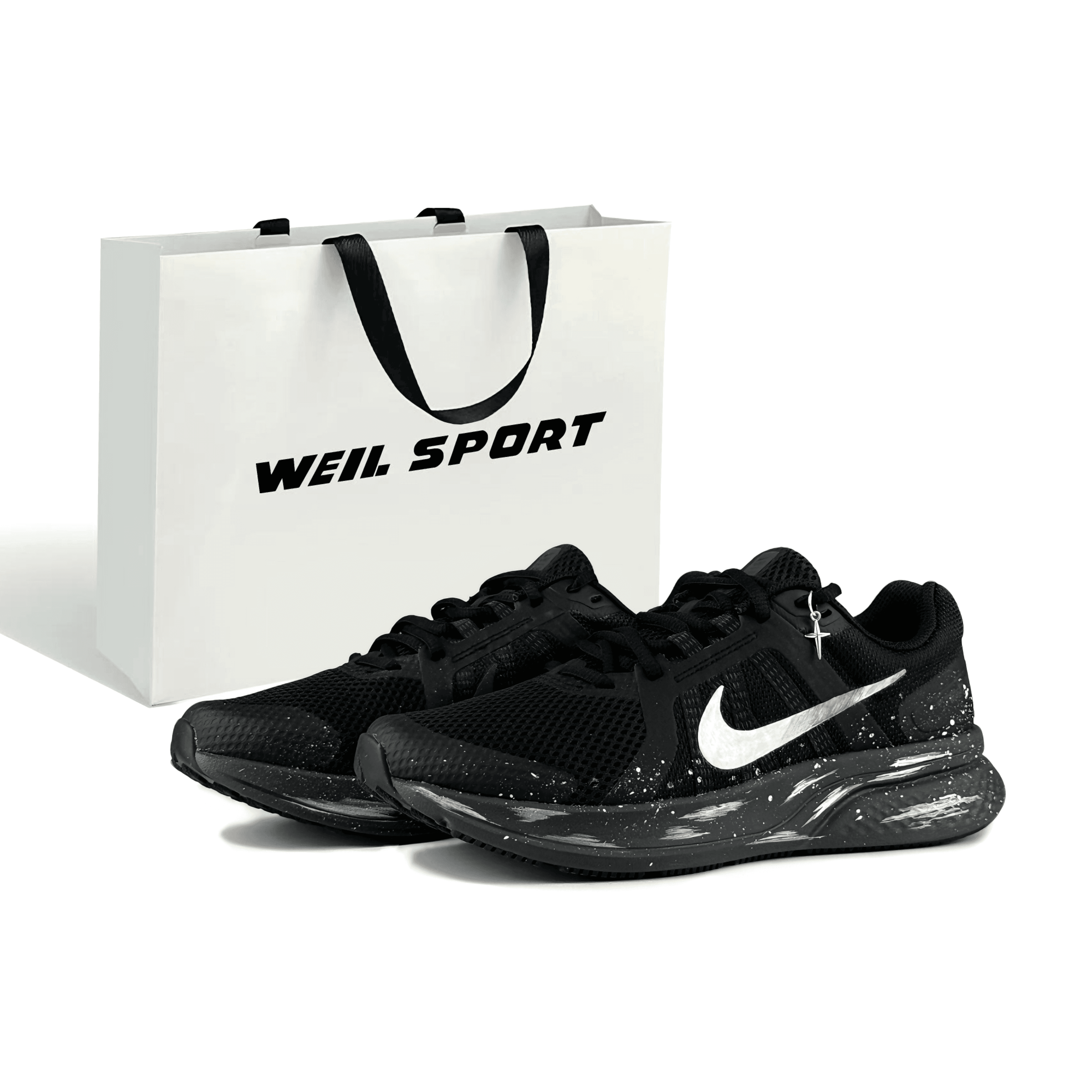 Nike Run Swift 2 Men's Custom 'Starry Night Dash' Personality Splatter Fabric Wear-Resistant Low-Top Cushioned Rubber Casual Training Running Shoes Black