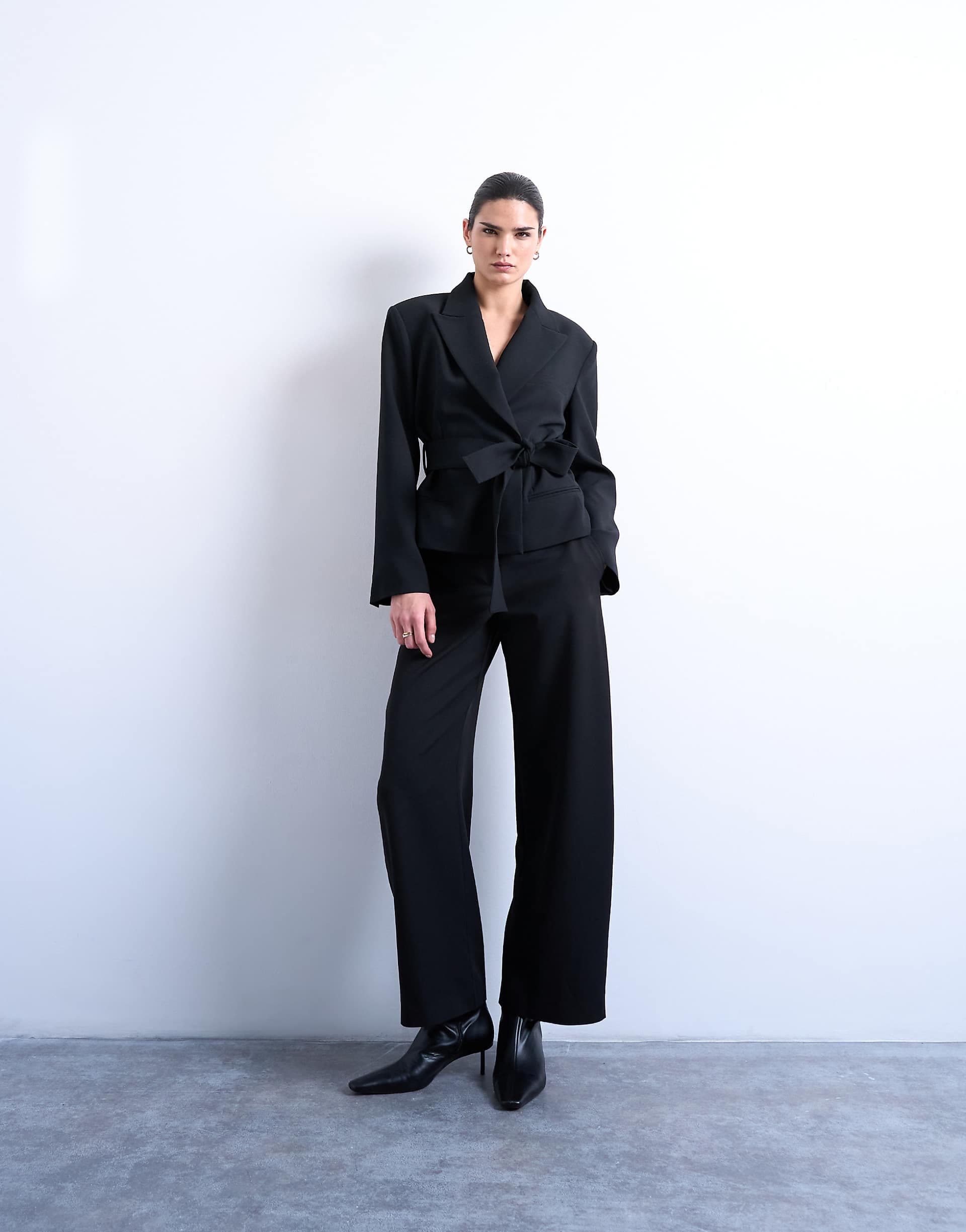 Topshop barrel leg pants in black