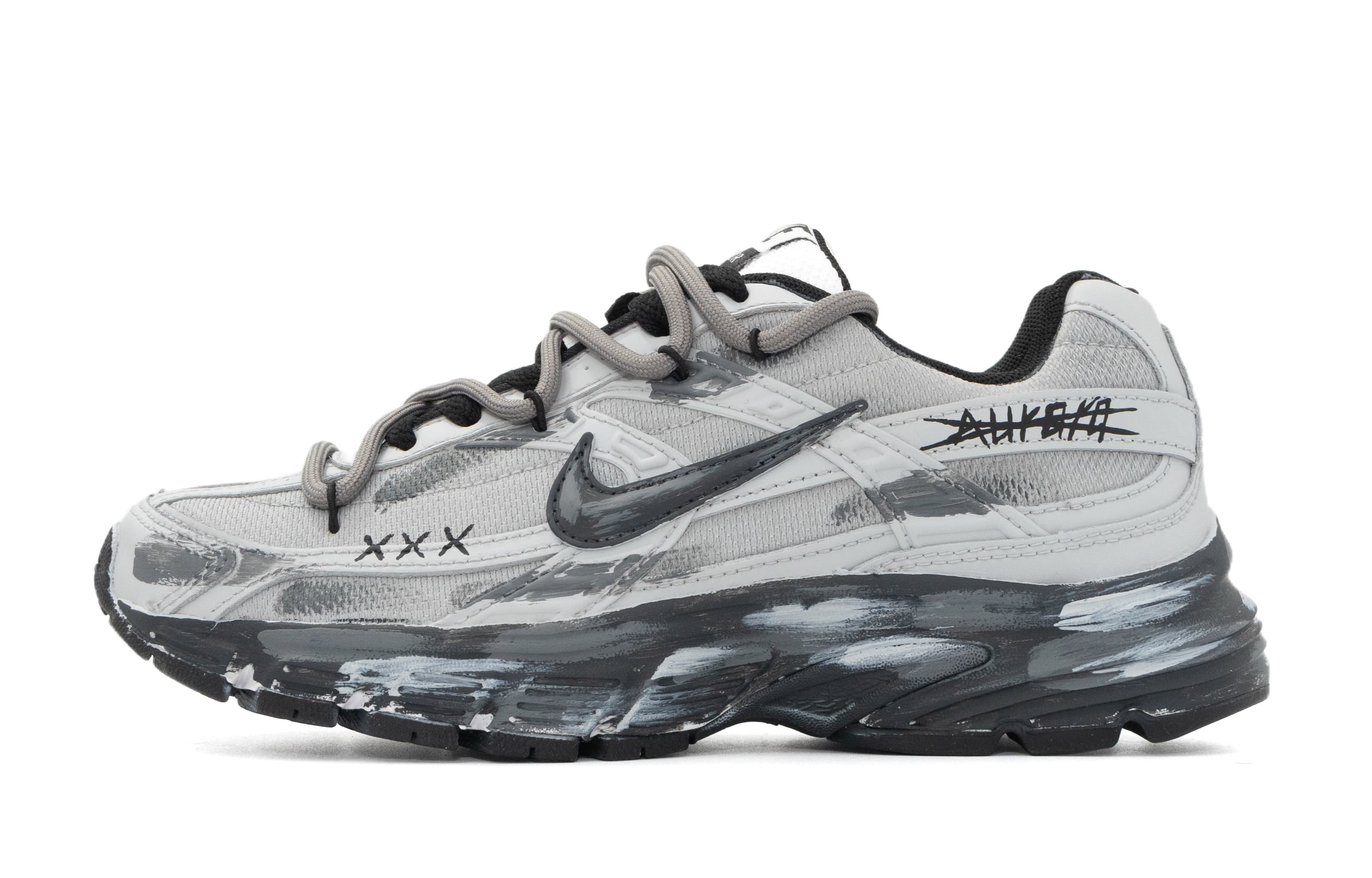 Custom Sneakers Nike Initiator Retro Design Fashion Versatile Distressed Outdoor Tech Fabric Synthetic Leather Cushion Low-Top Casual Trail Running Shoes Unisex Gray White