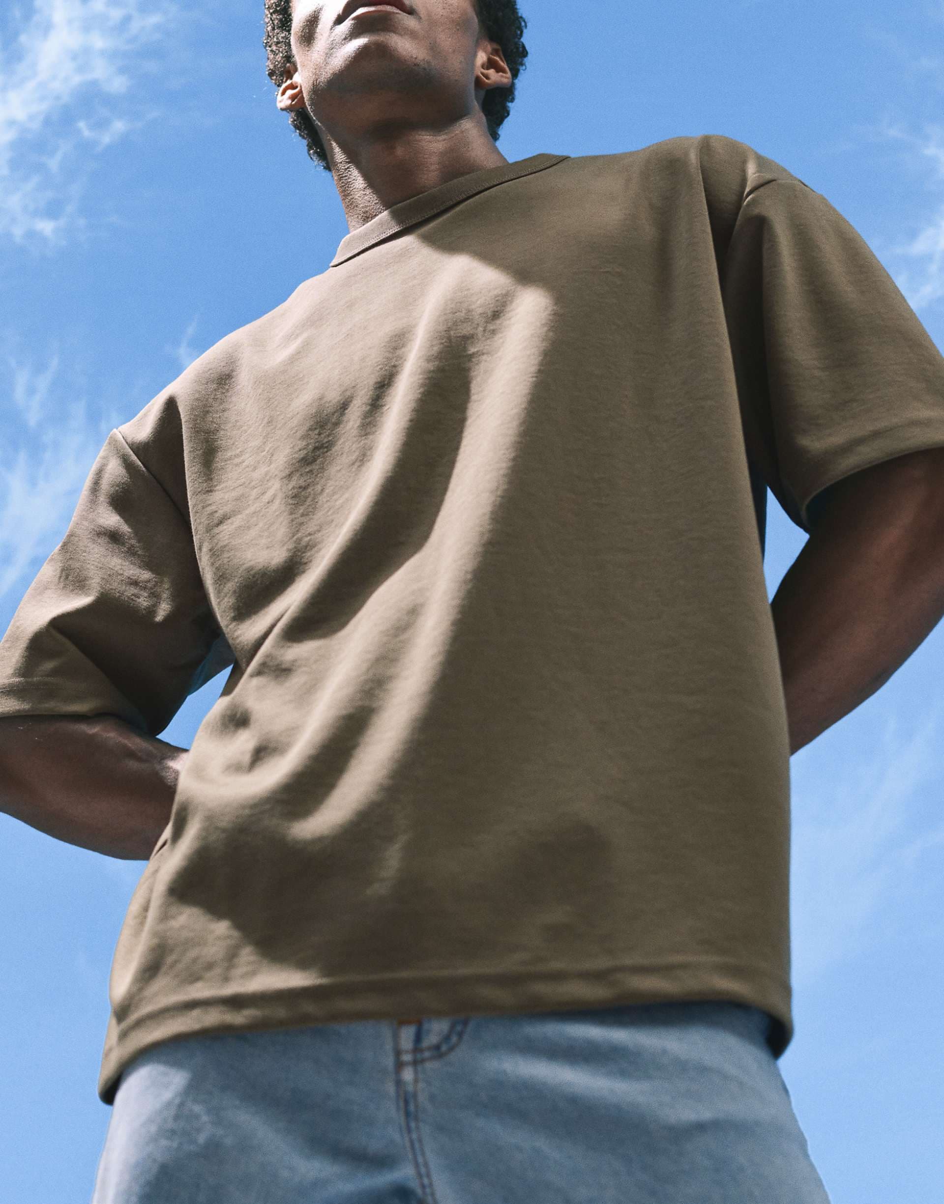 ASOS DESIGN breatheMAX™ heavyweight oversized T-shirt in khaki cotton blend