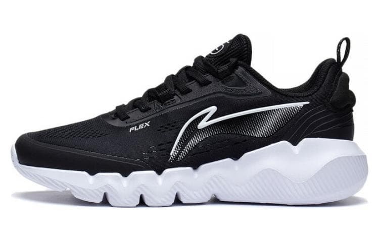LiNing FLEX Anti-Slip Wear-Resistant Low-Top Casual Shoes Women's Black White