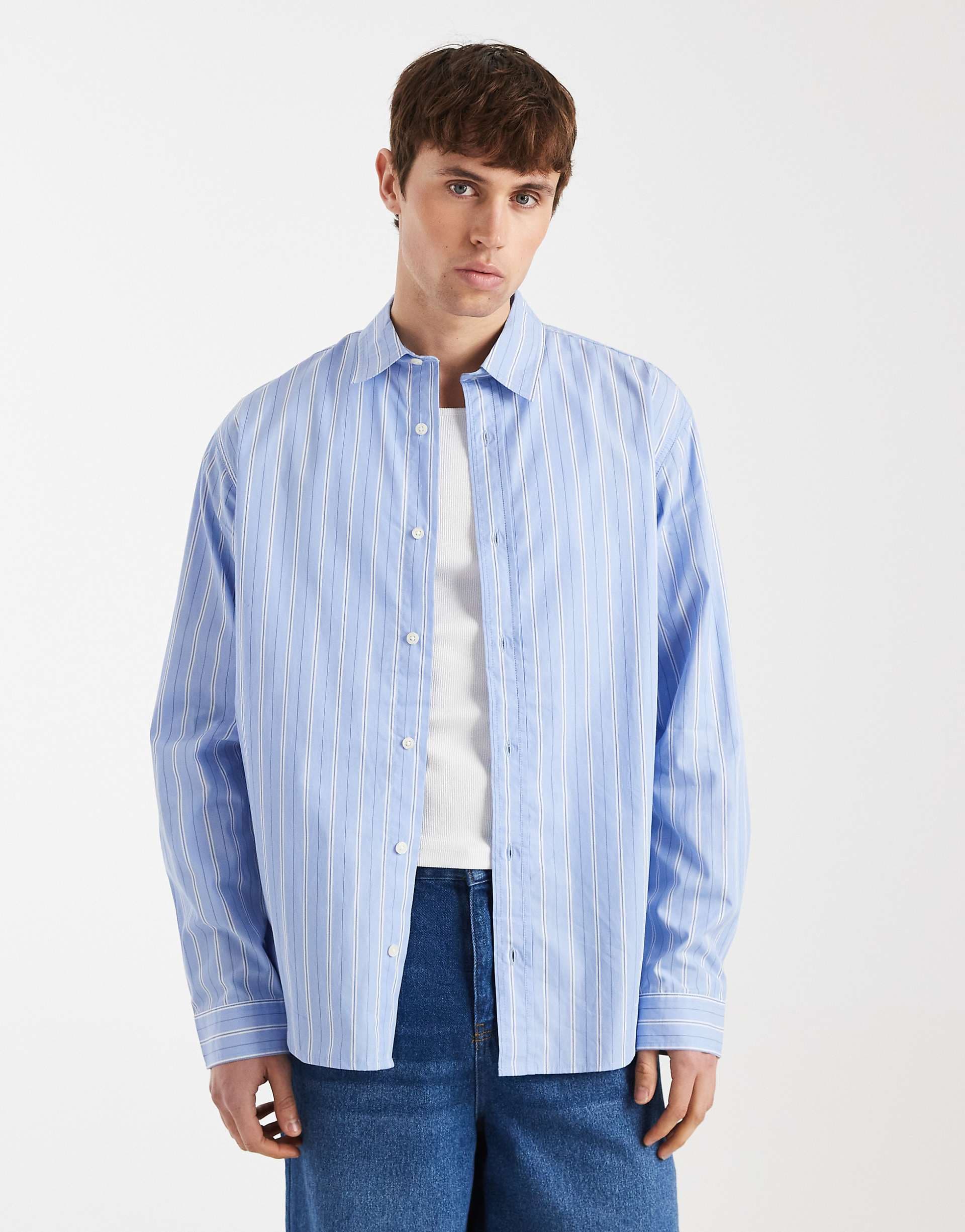 Redefined Rebel Robin boxy shirt in blue stripes