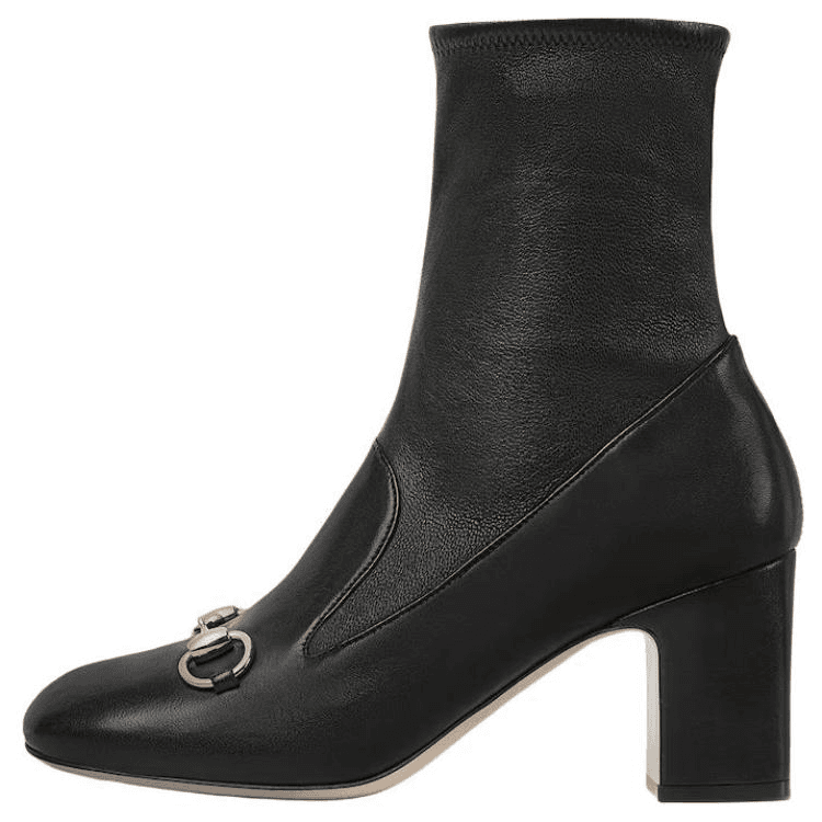 GUCCI Horsebit Ankle Boots 7.5cm Women's Black