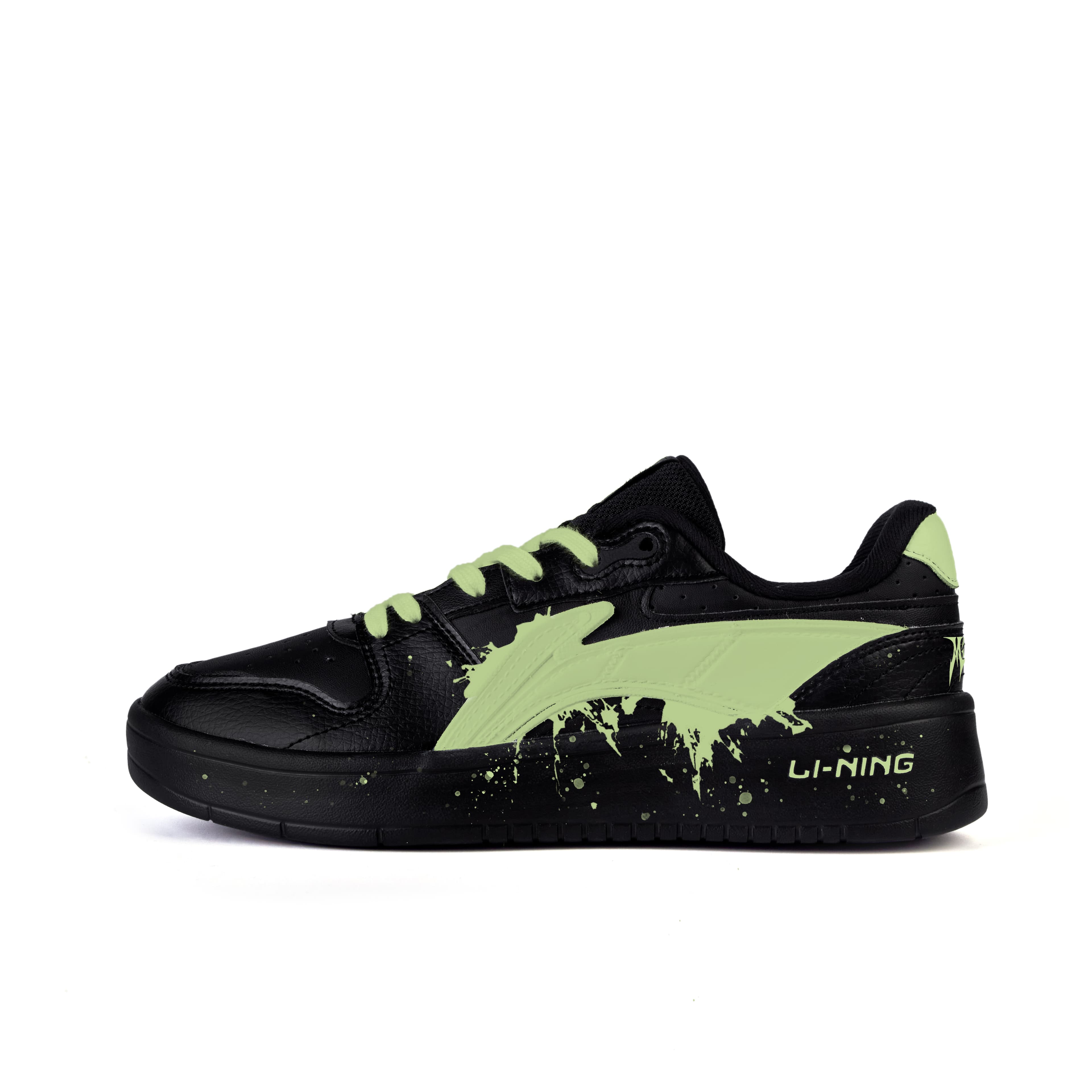 LiNing Slip Resistant Cushioning Abrasion Resistant Low Top Skateboard Shoes Men's Black Green