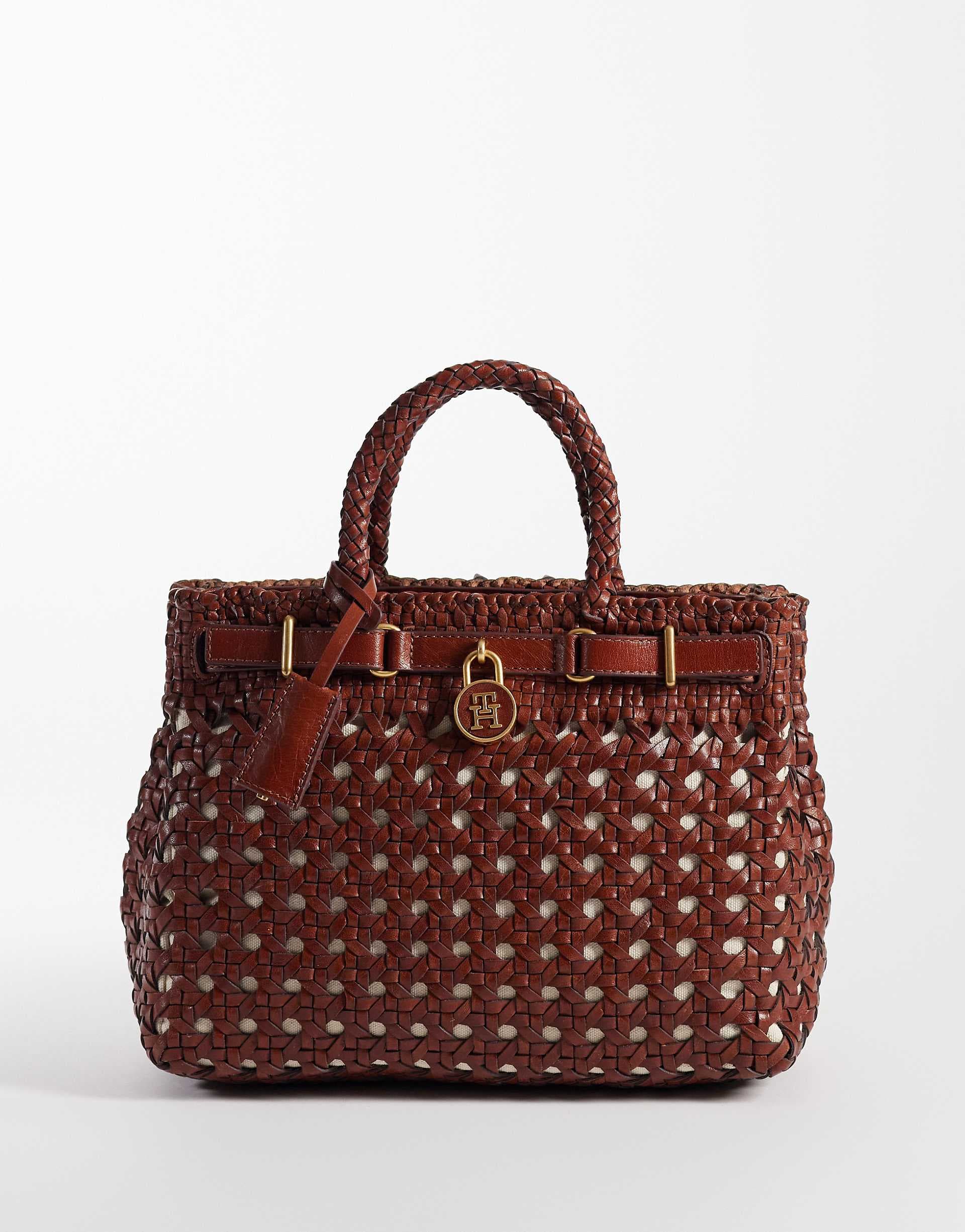 Tommy Hilfiger icon woven mini tote in tan