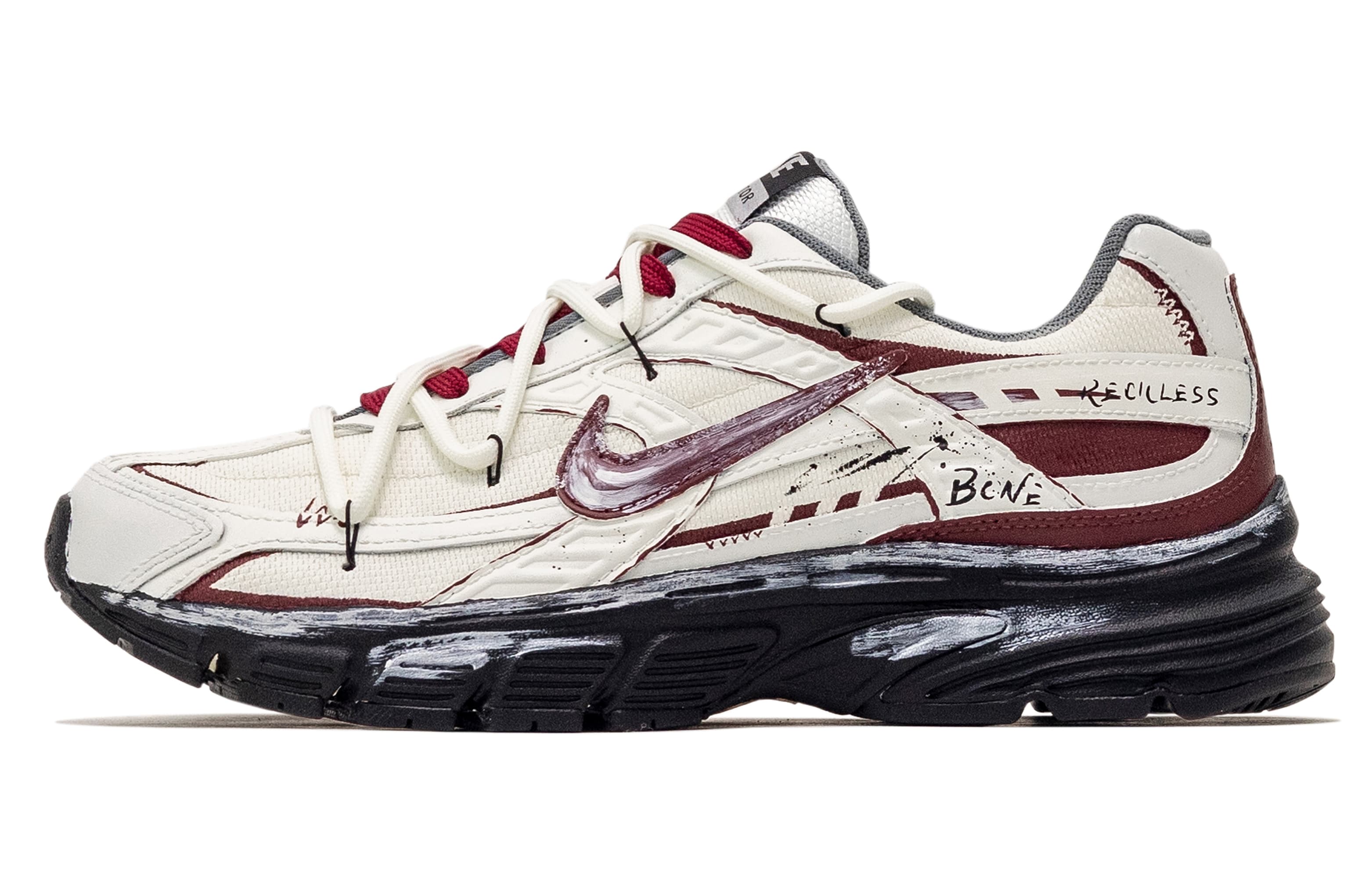 Custom Sneakers Nike Initiator 'Six Six Eight Eight Dreamer' Retro Distressed Functional Outdoor American Streetwear High-Street Fabric Leather Wear-Resistant Low-Top Casual Running Shoes Men's Red White