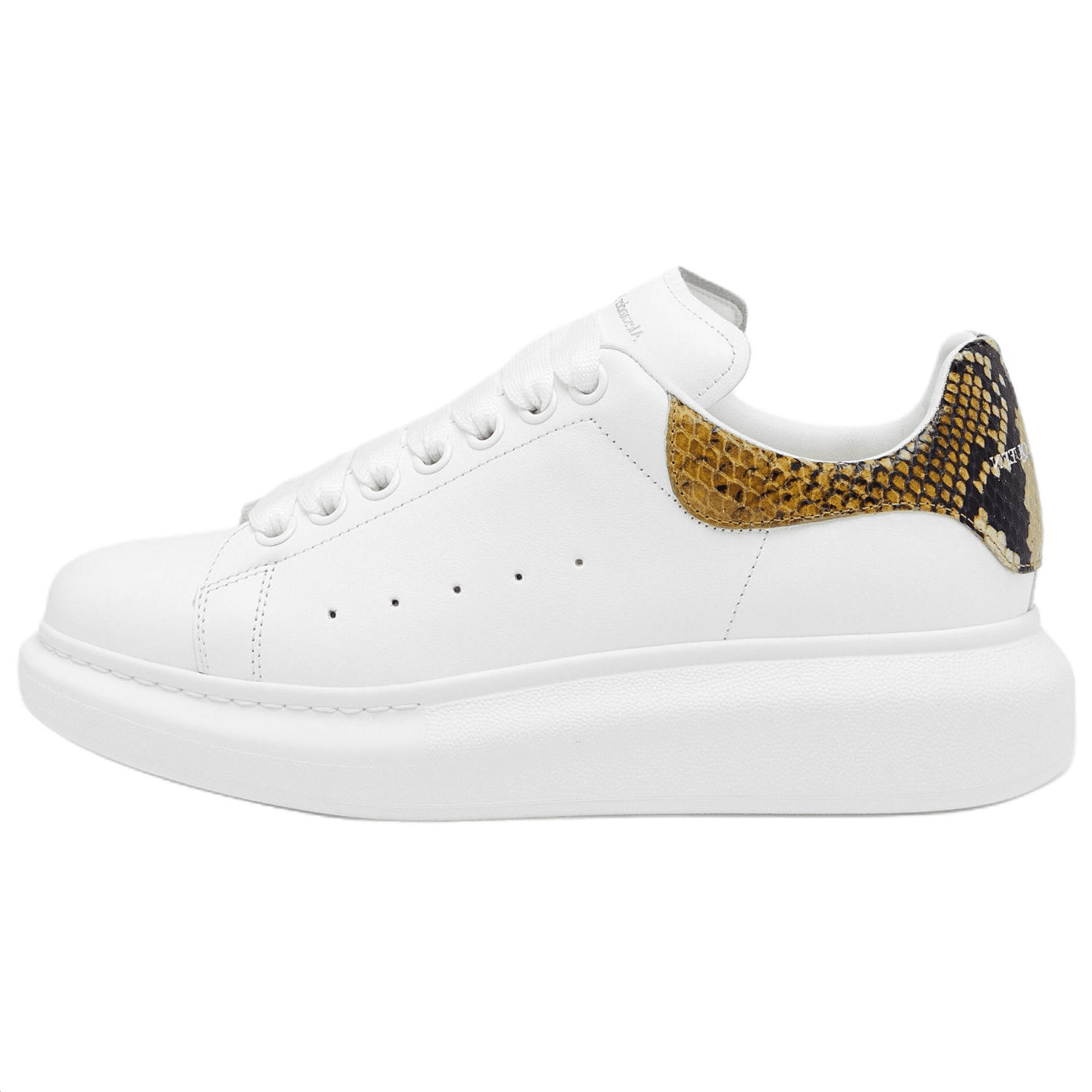 Alexander McQueen Oversized Sneaker Leather Round Toe Lace-Up Wide Fit Low-Top Casual Shoes Women's White