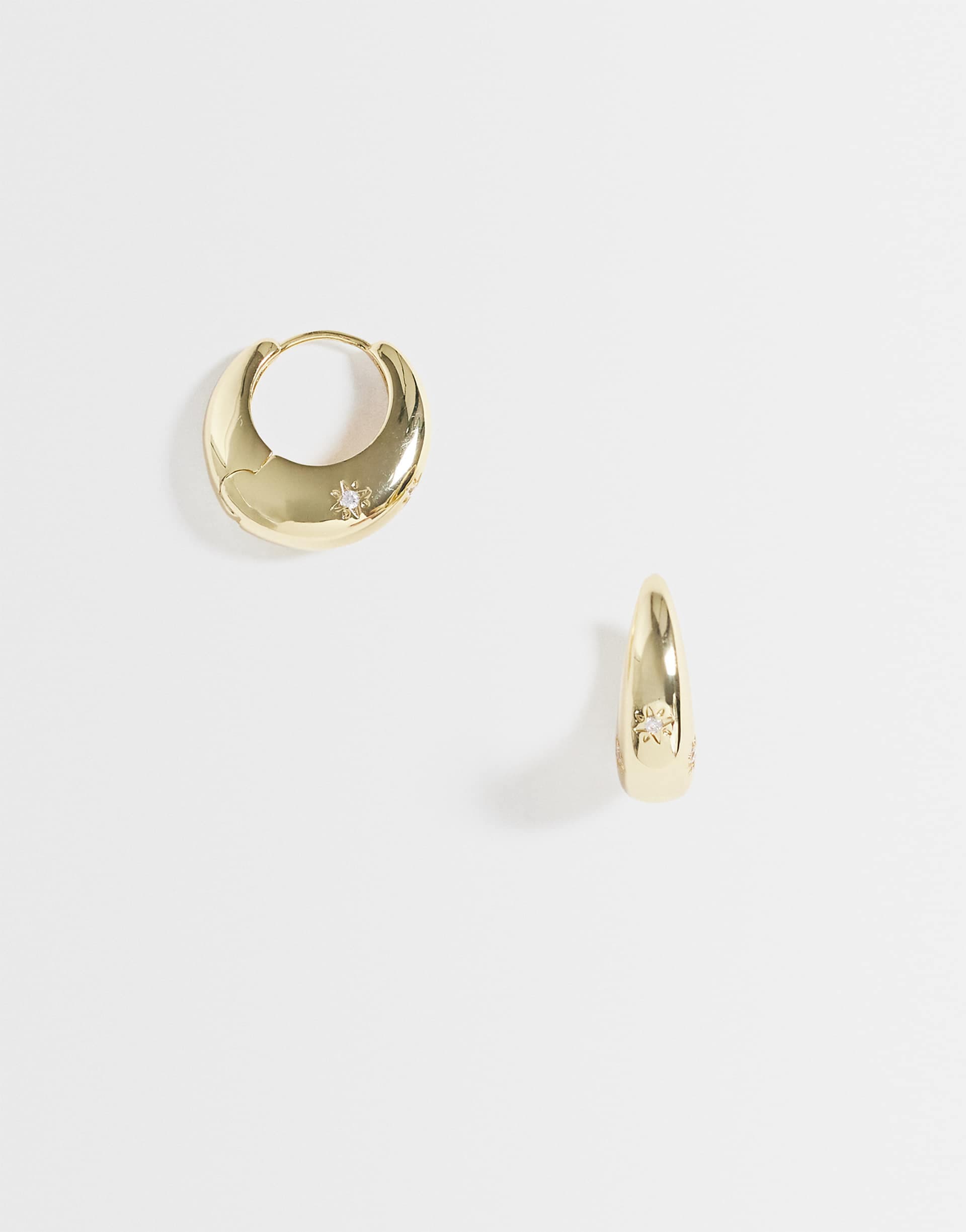 Kingsley Ryan 20mm chunky gem set star hoops in 14kt gold plated brass