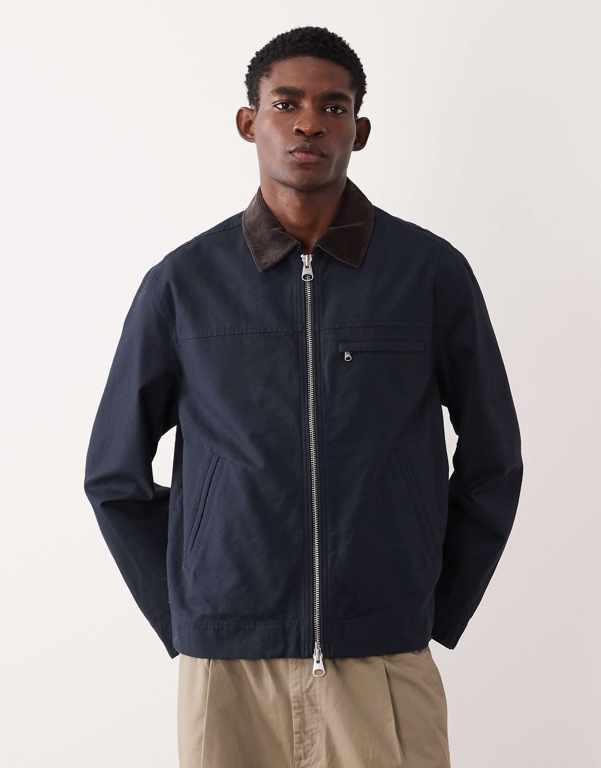 ARKET canvas worker jacket in dark blue