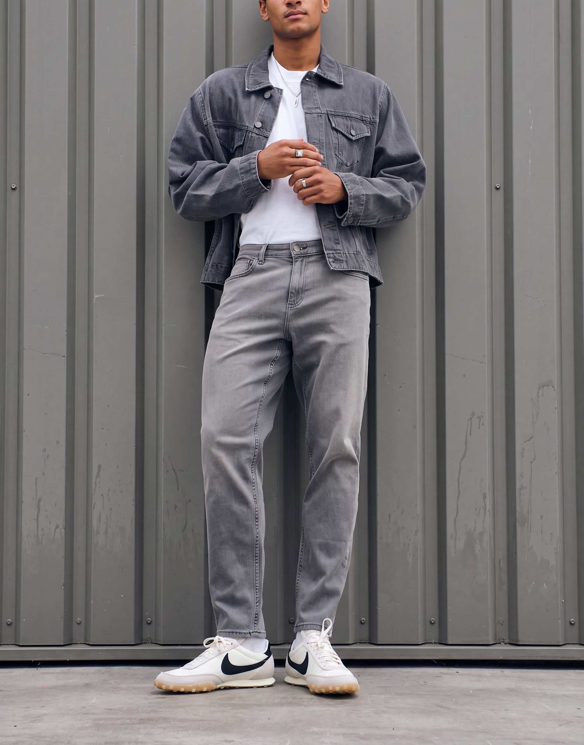 ASOS DESIGN stretch tapered jeans in gray