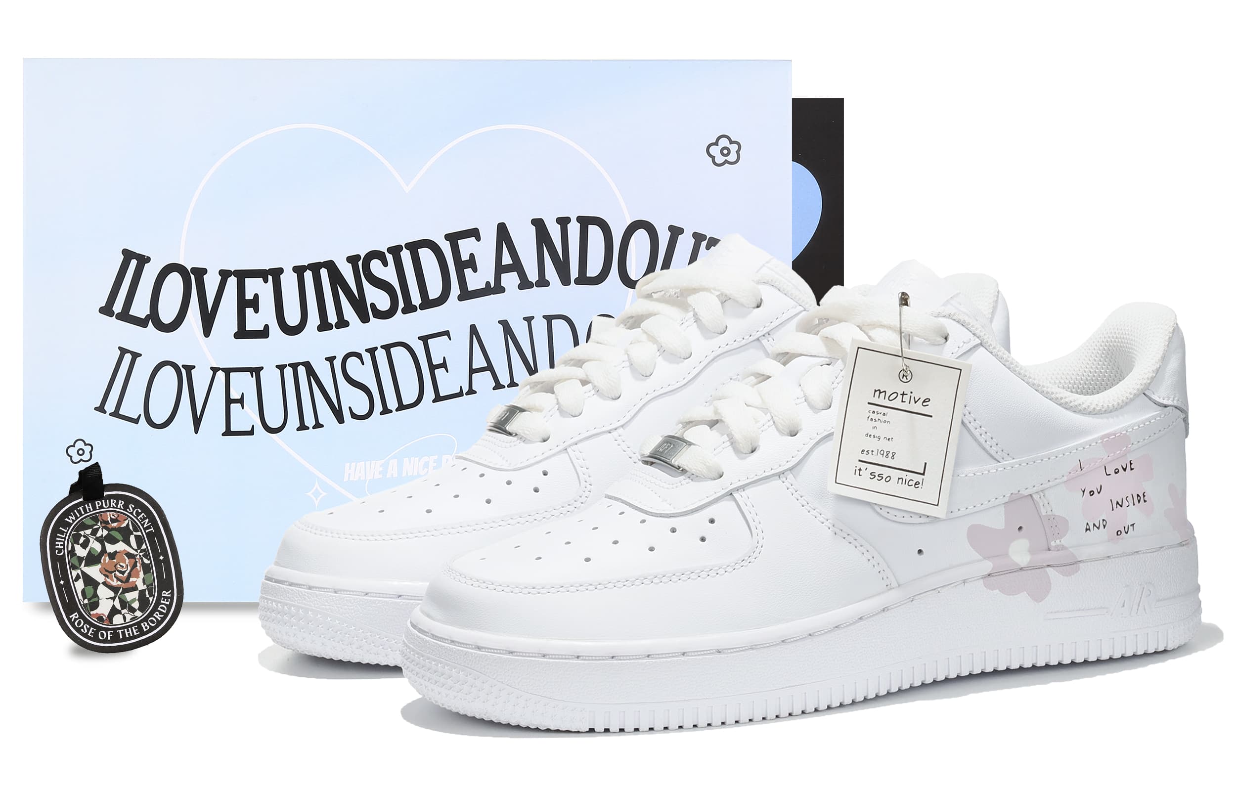 Nike Air Force 1 Confession Anti-Slip Wear-Resistant Low-Top Skateboard Shoes Women's Pink White