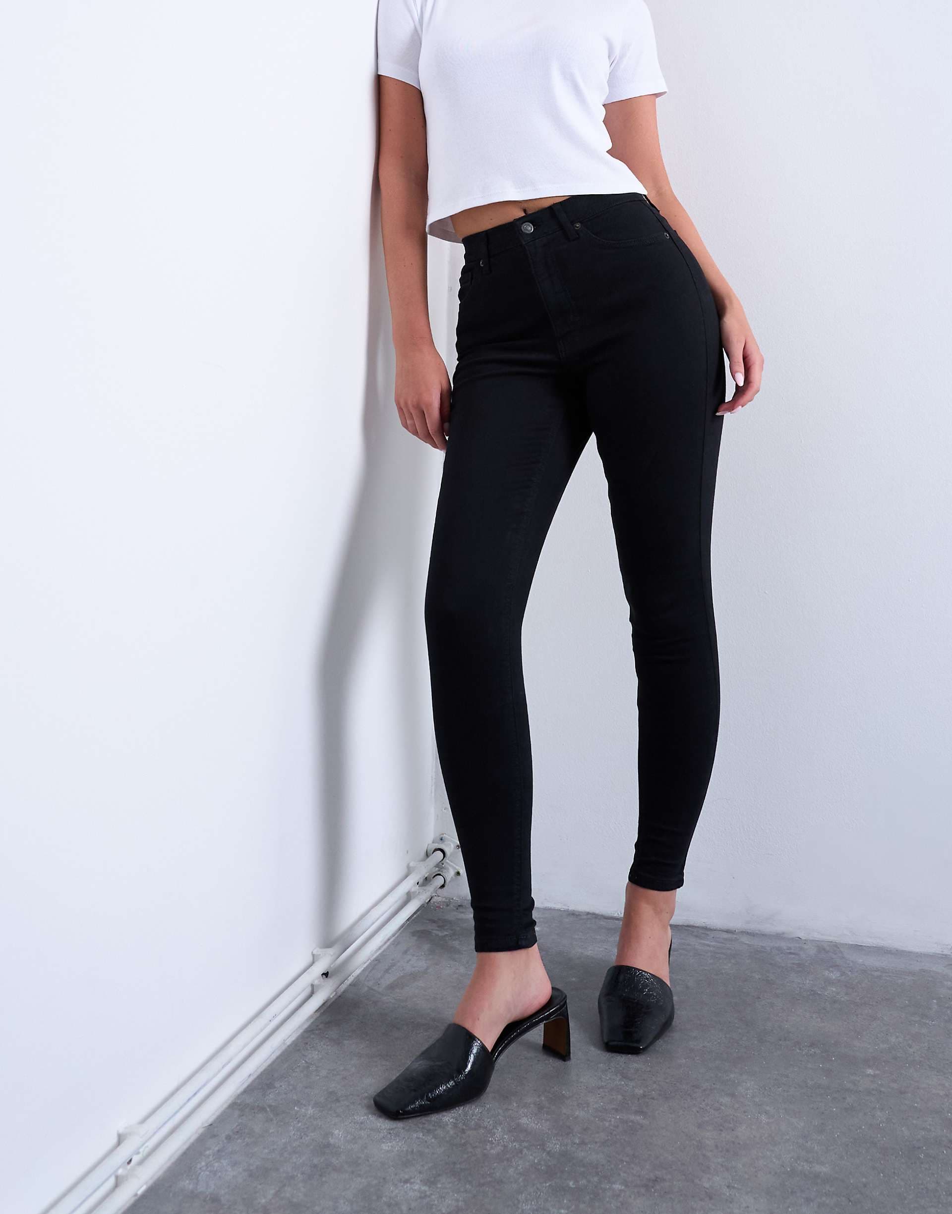 Topshop Hourglass Jamie high rise jeans in black