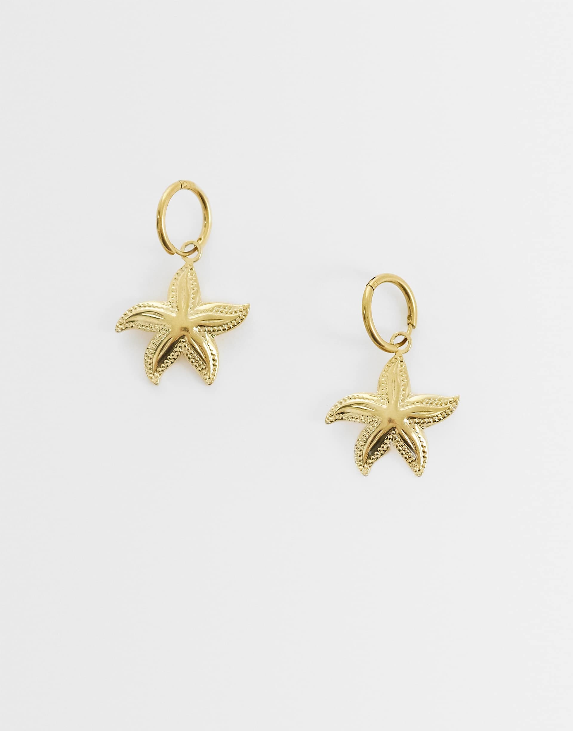 Lost Souls starfish drop earrings in 18kt gold plated stainless steel