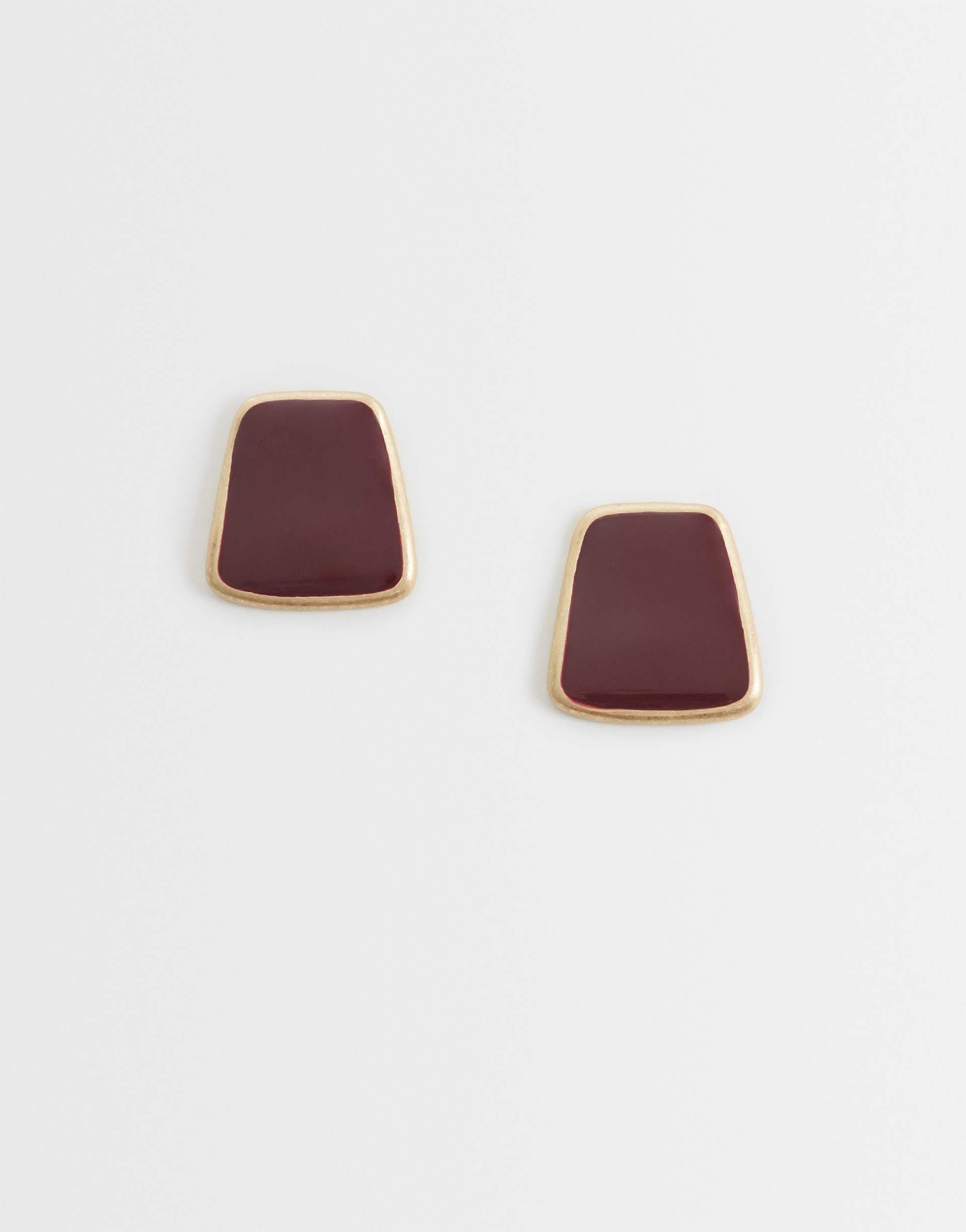 ASOS DESIGN stud earrings with burgundy resin