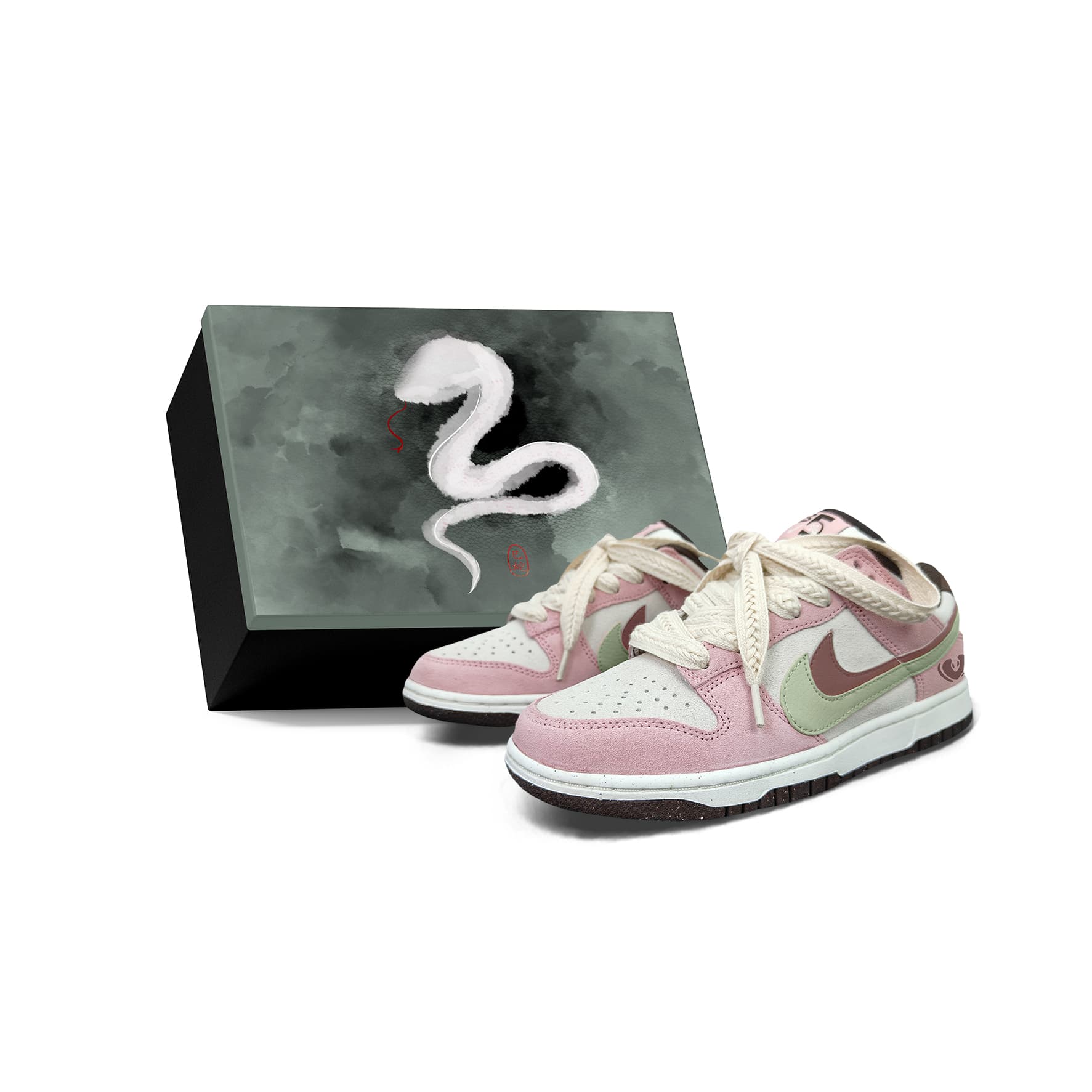 Nike Dunk Anti-Slip Wear-Resistant Low-Top Skateboard Shoes Unisex Pink Green Brown
