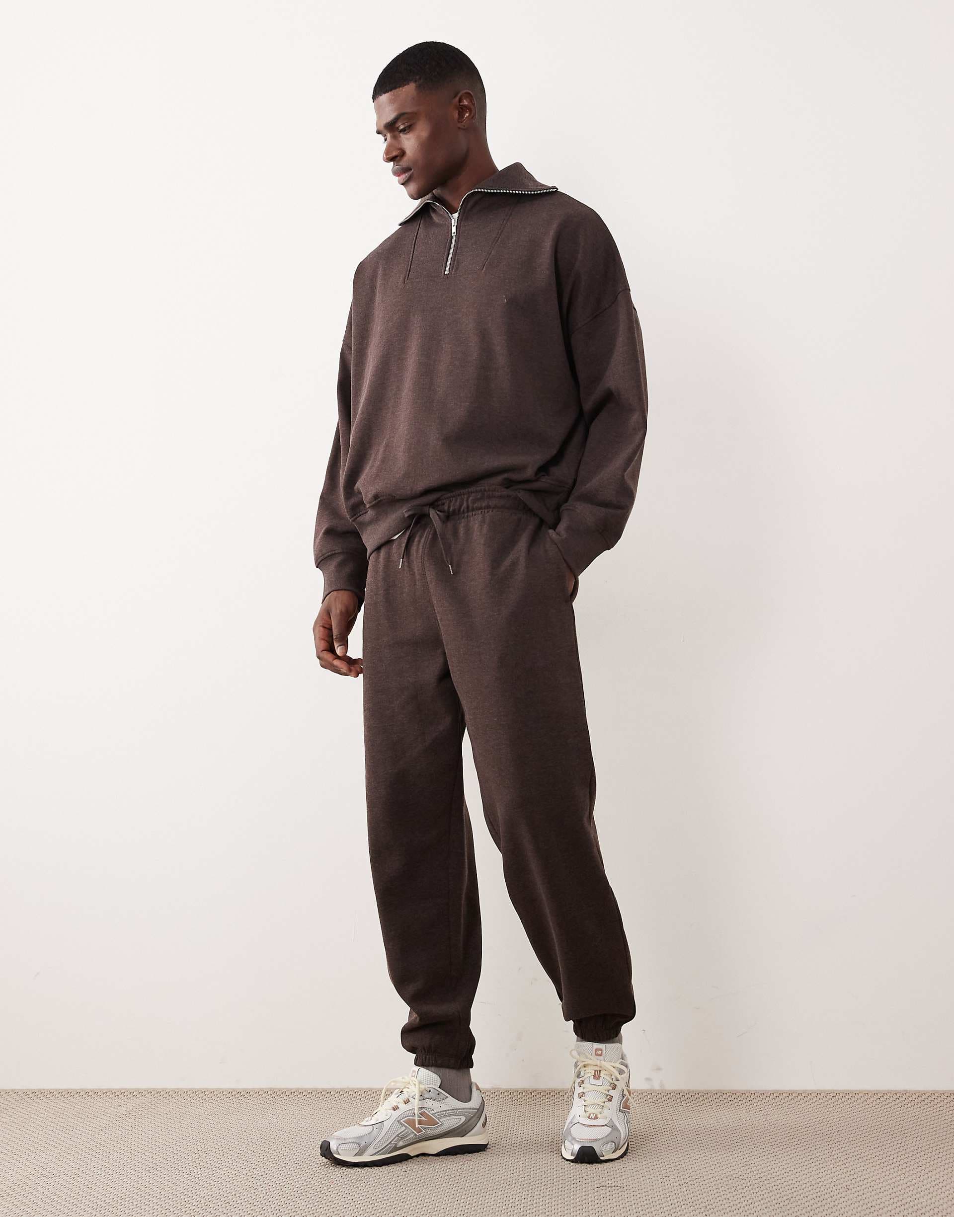 ASOS DESIGN oversized sweatpants in heathered brown