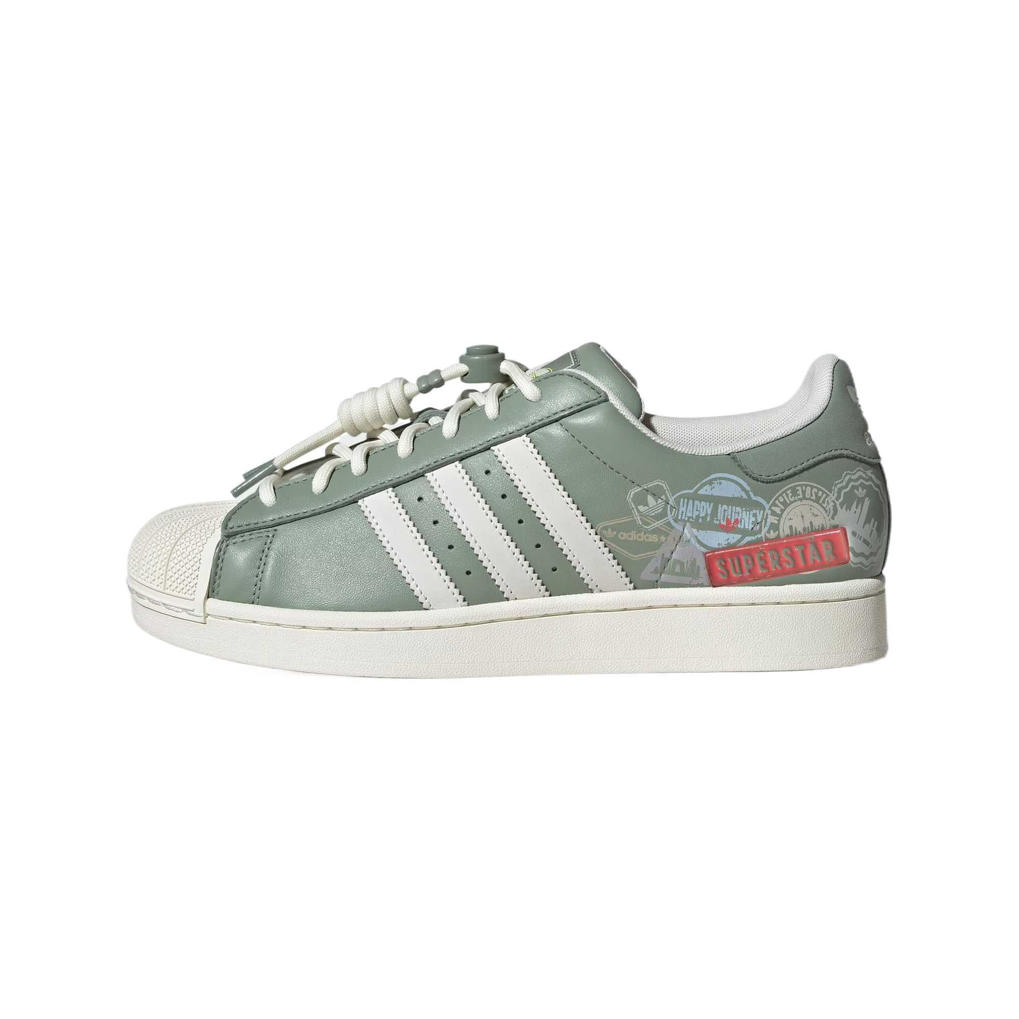 Adidas Originals Superstar 2 Lightweight Low Top Skateboard Shoes Unisex White Green