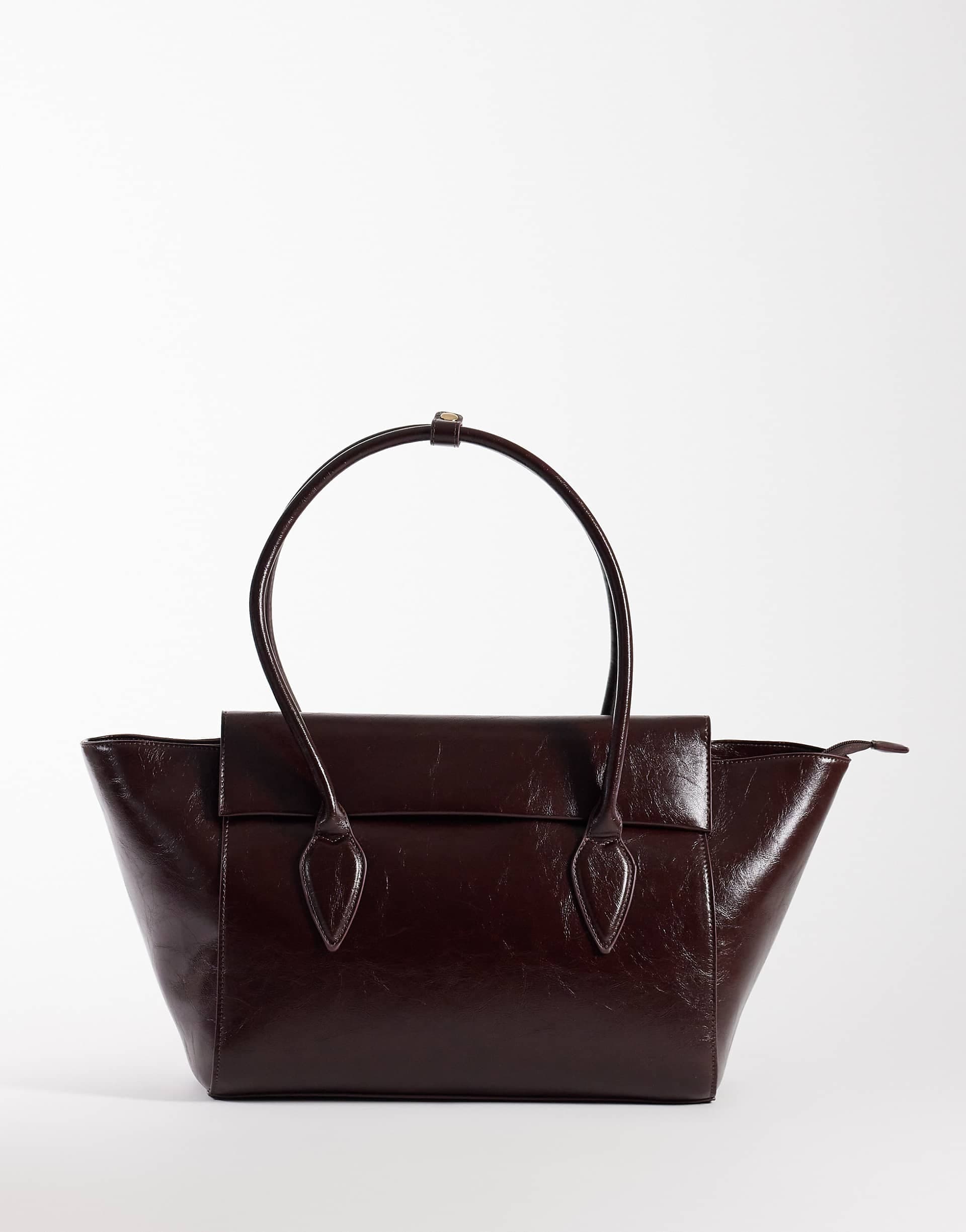 ASOS DESIGN structured jumbo tote bag in burgundy