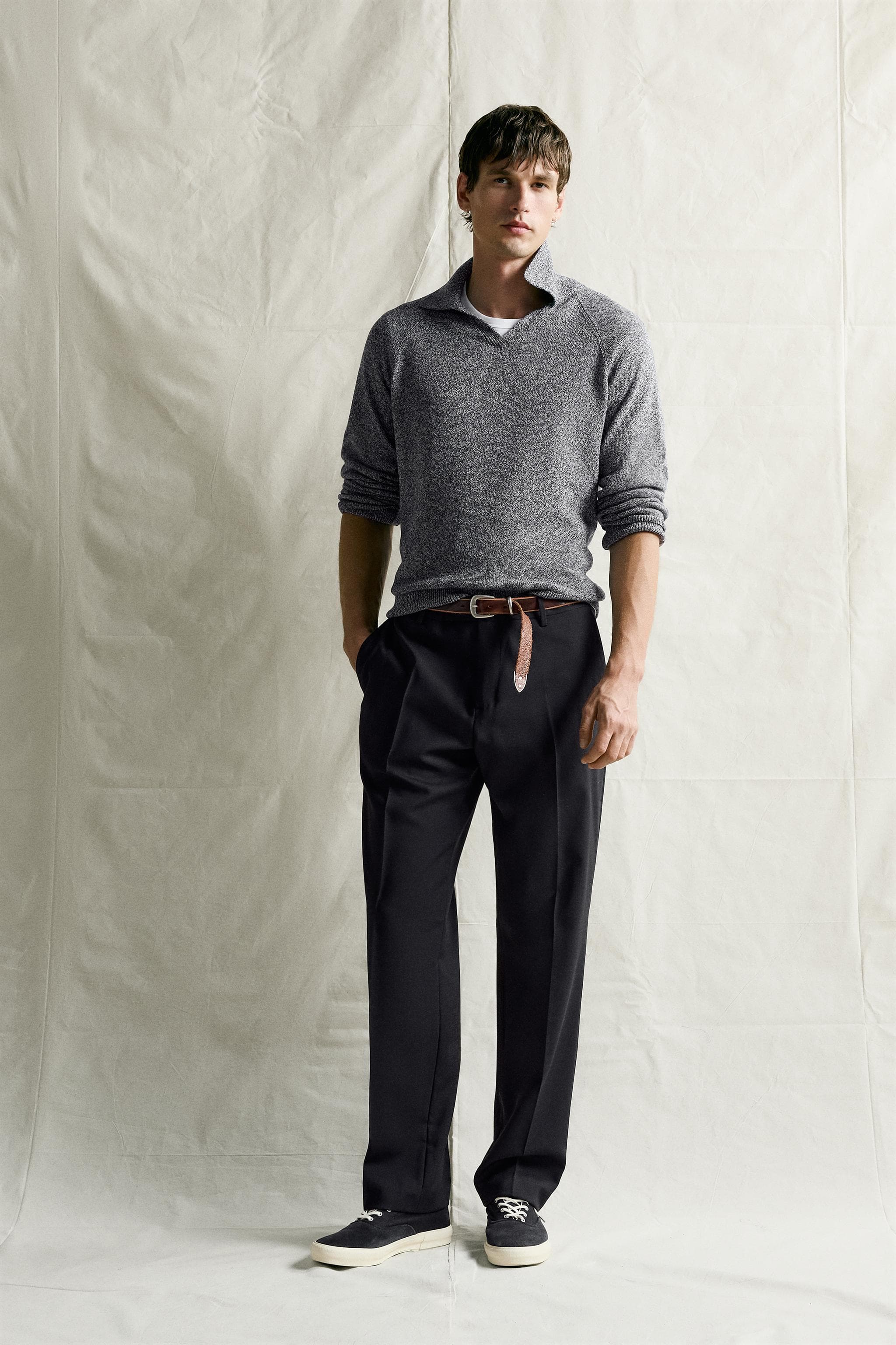 MELANGE REGULAR FIT KNIT POLO SHIRT