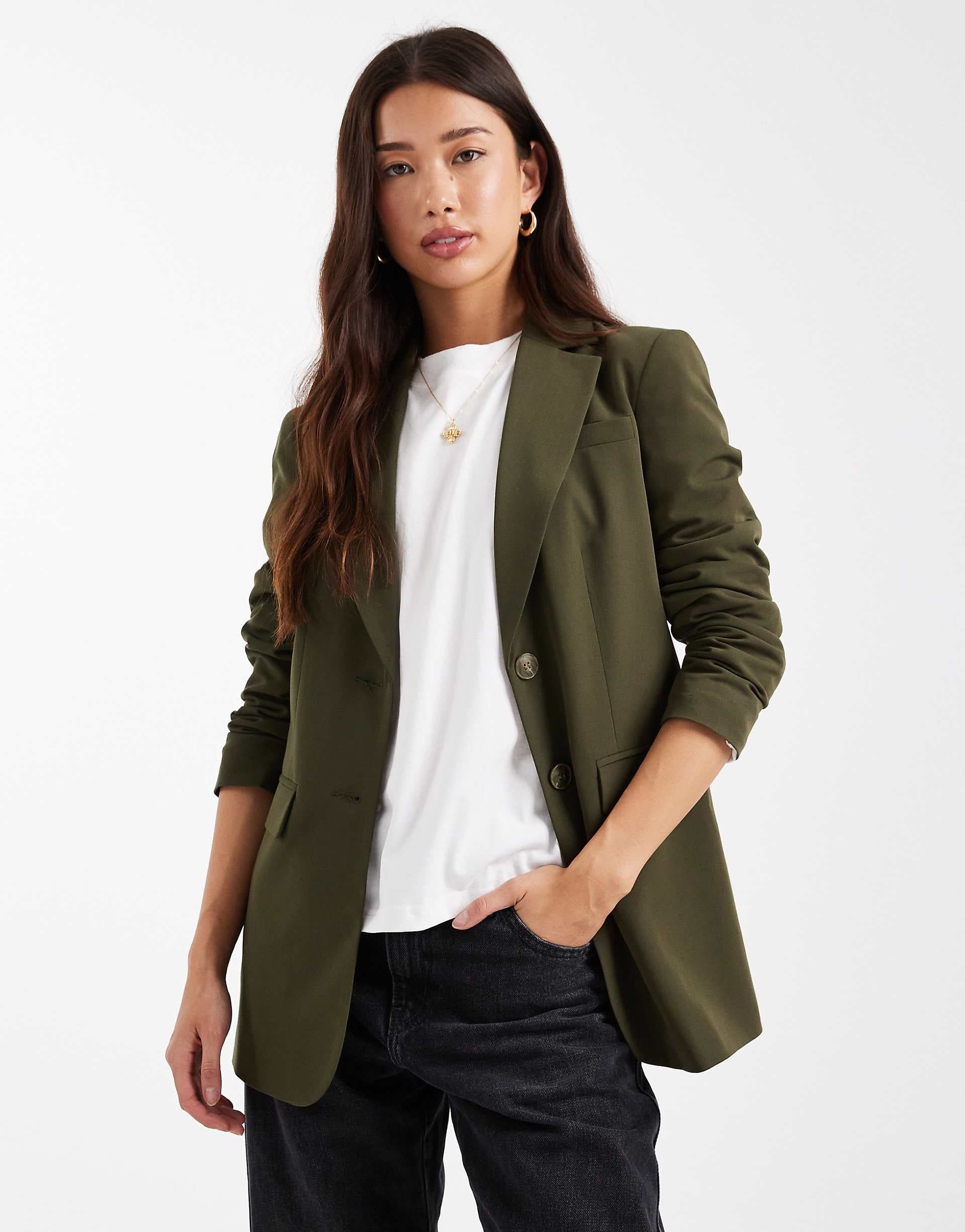 Miss Selfridge oversized blazer in olive