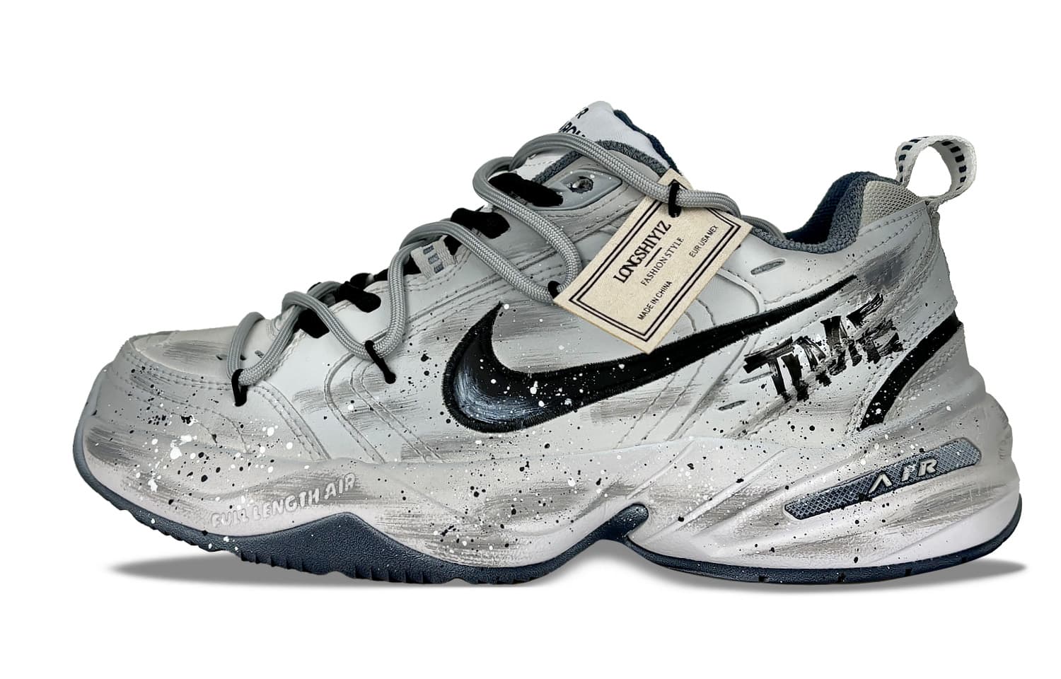 Nike Air Monarch 4 Anti Slip Wear Resistant Low Top Chunky Sneakers Unisex Gray Black