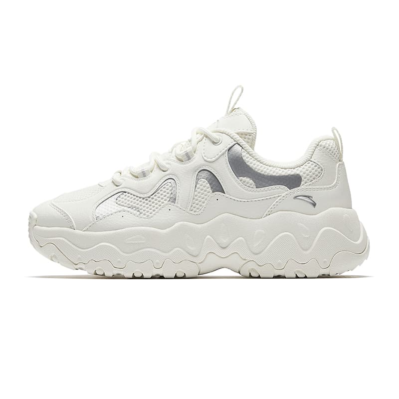 Anta 'Pine Nut' Trendy Versatile Thick Sole Height-Increasing Wear-Resistant Slip-Resistant Breathable Running Sports Commute Low-Top Dad Shoes Women's White