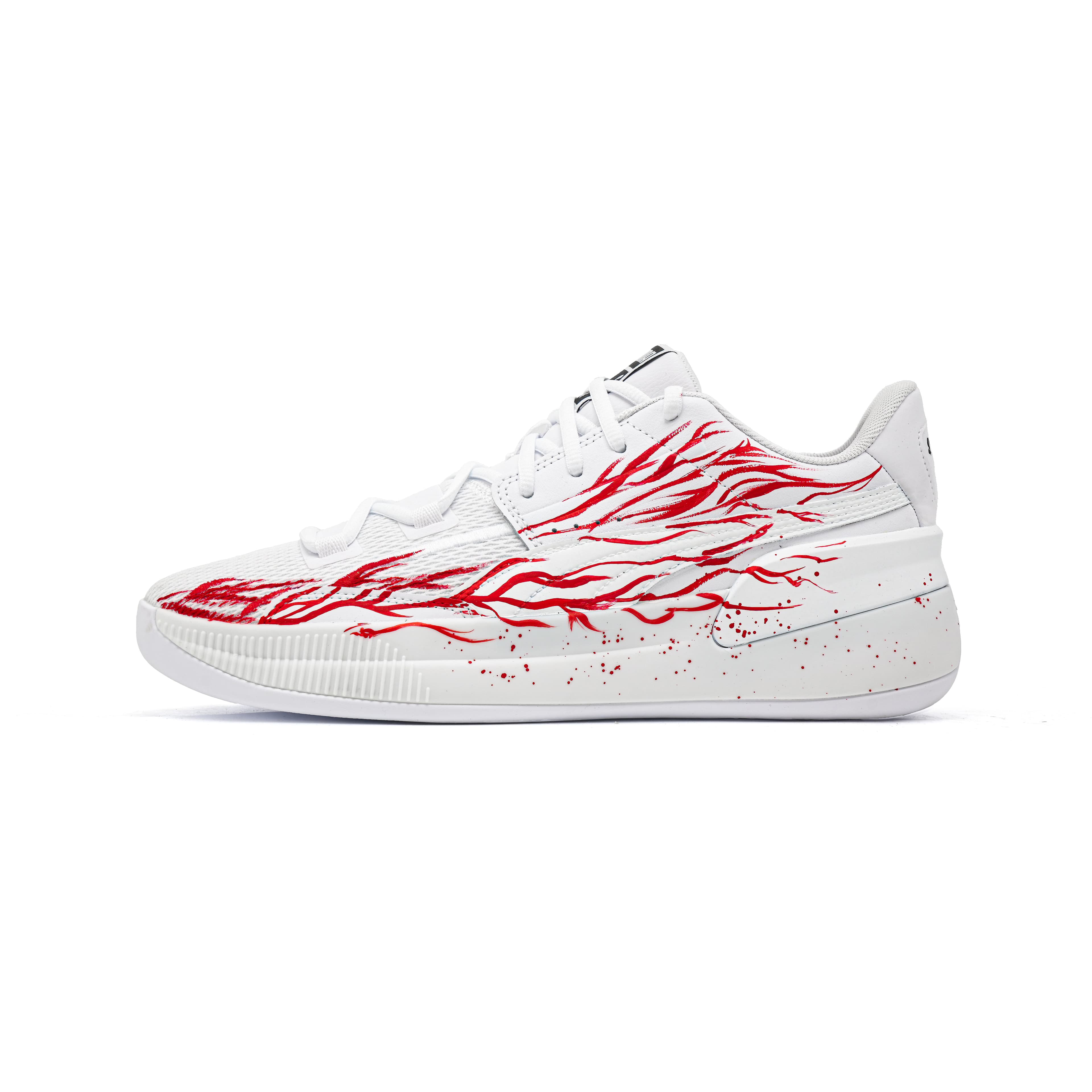 Custom Sneakers PUMA Clyde Hardwood Team 'Blazing Wings' Fashion Comfortable Mesh Fabric Synthetic Leather TPU Trendy Low-Top Basketball Shoes Unisex Red
