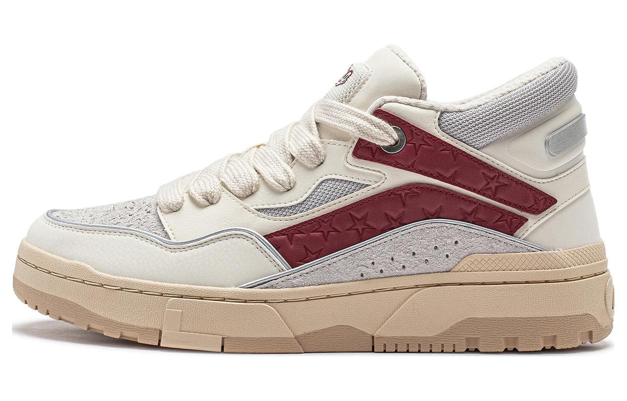 LiNing Wave MID Anti-Slip Wear-Resistant Mid-Top Casual Shoes Men's White Gray Red