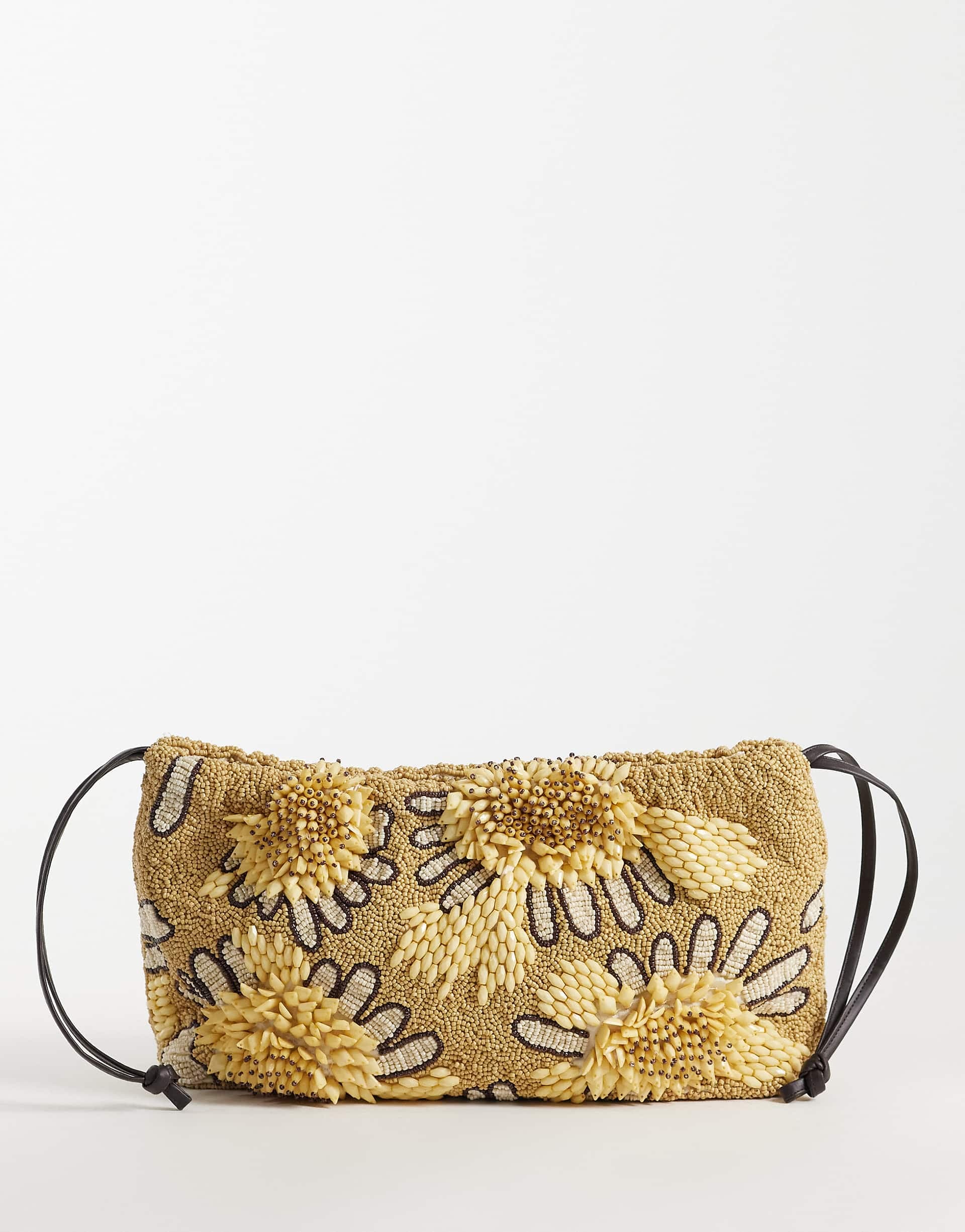 ASOS DESIGN floral embellished frame clutch in yellow