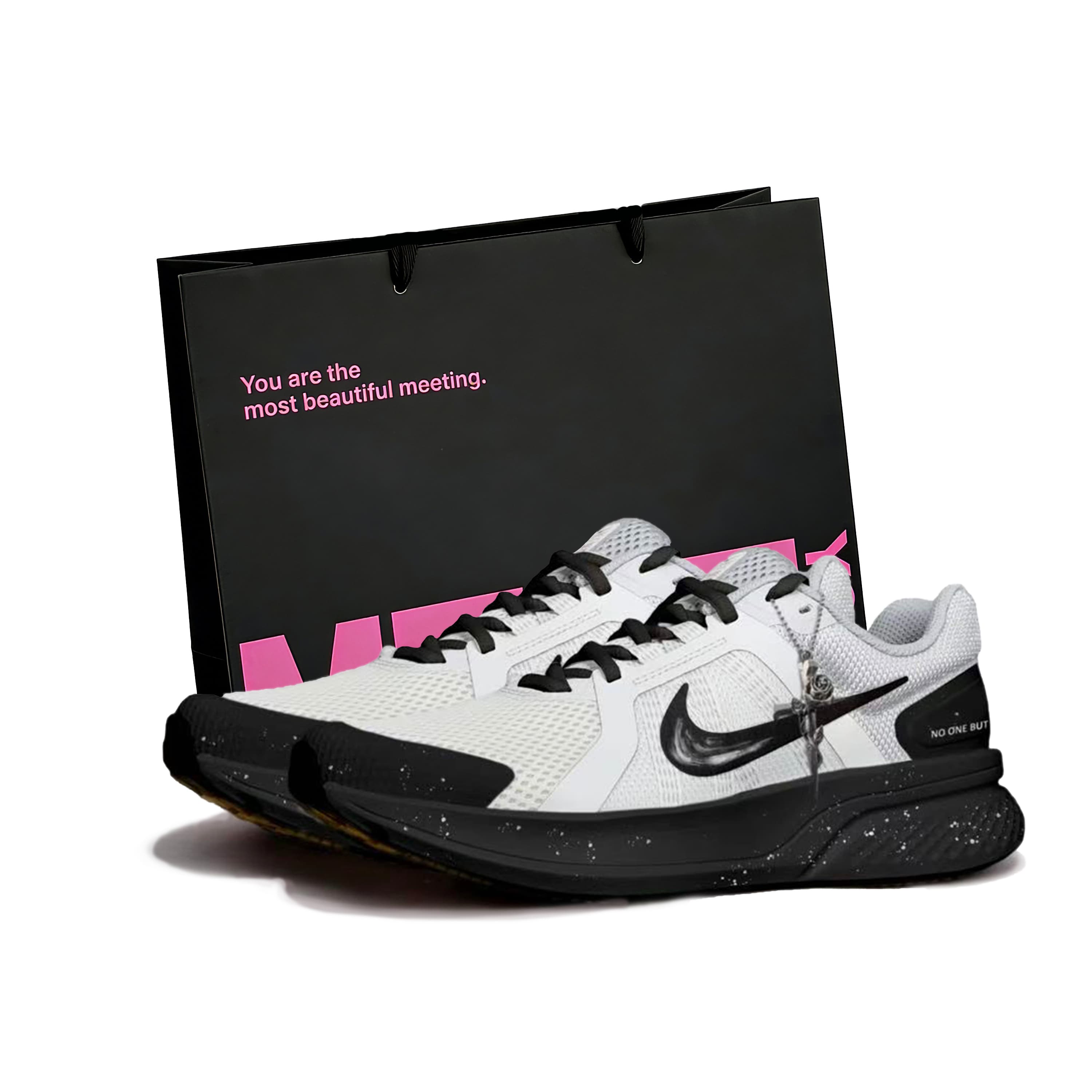 Custom SneakersNike Run Swift 2 Black Style Cross Simple Flywire Classic Cool Cushion Support Low-Top Running Shoes Men's Black-White