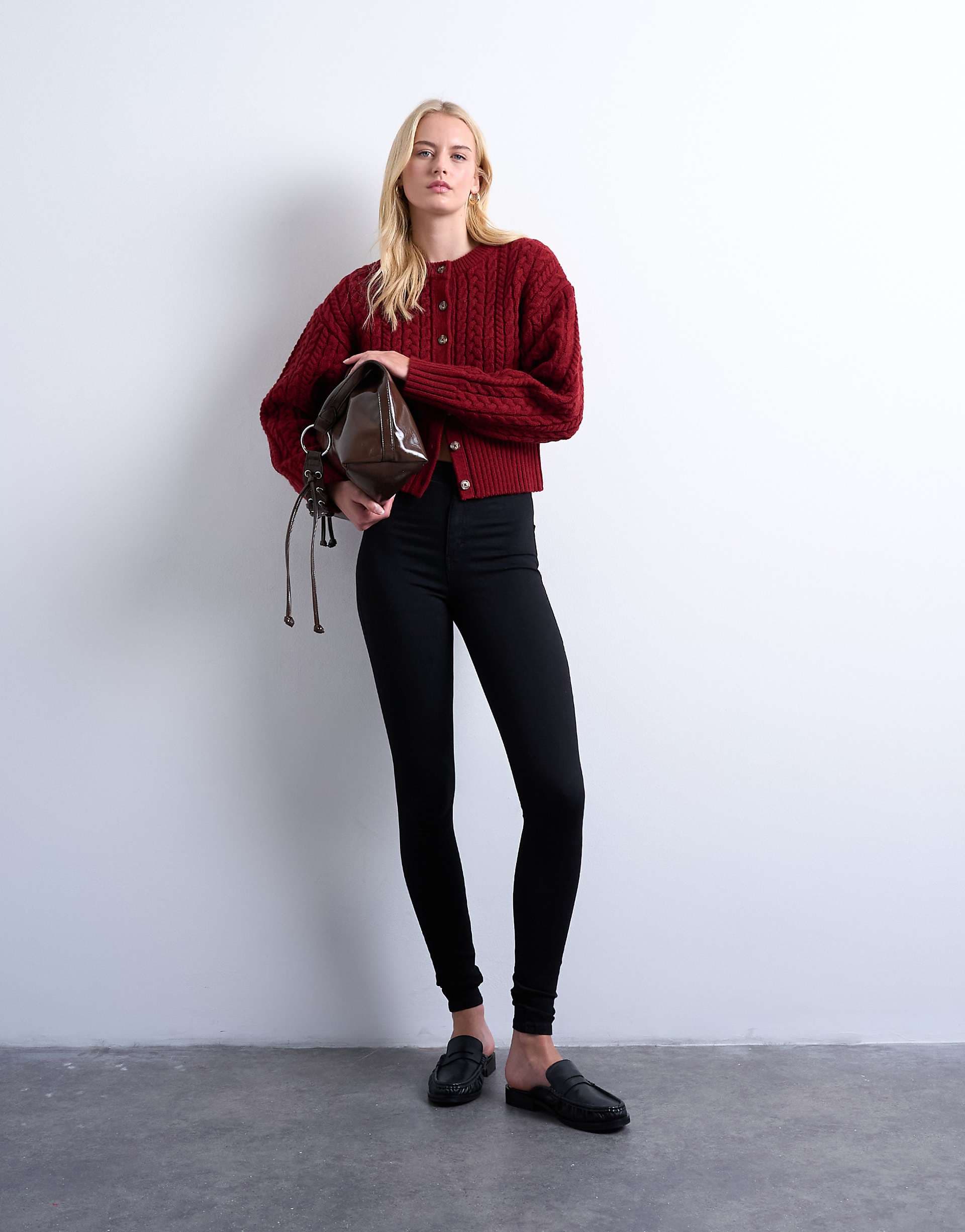 Topshop Tall Joni high rise skinny jeans in black