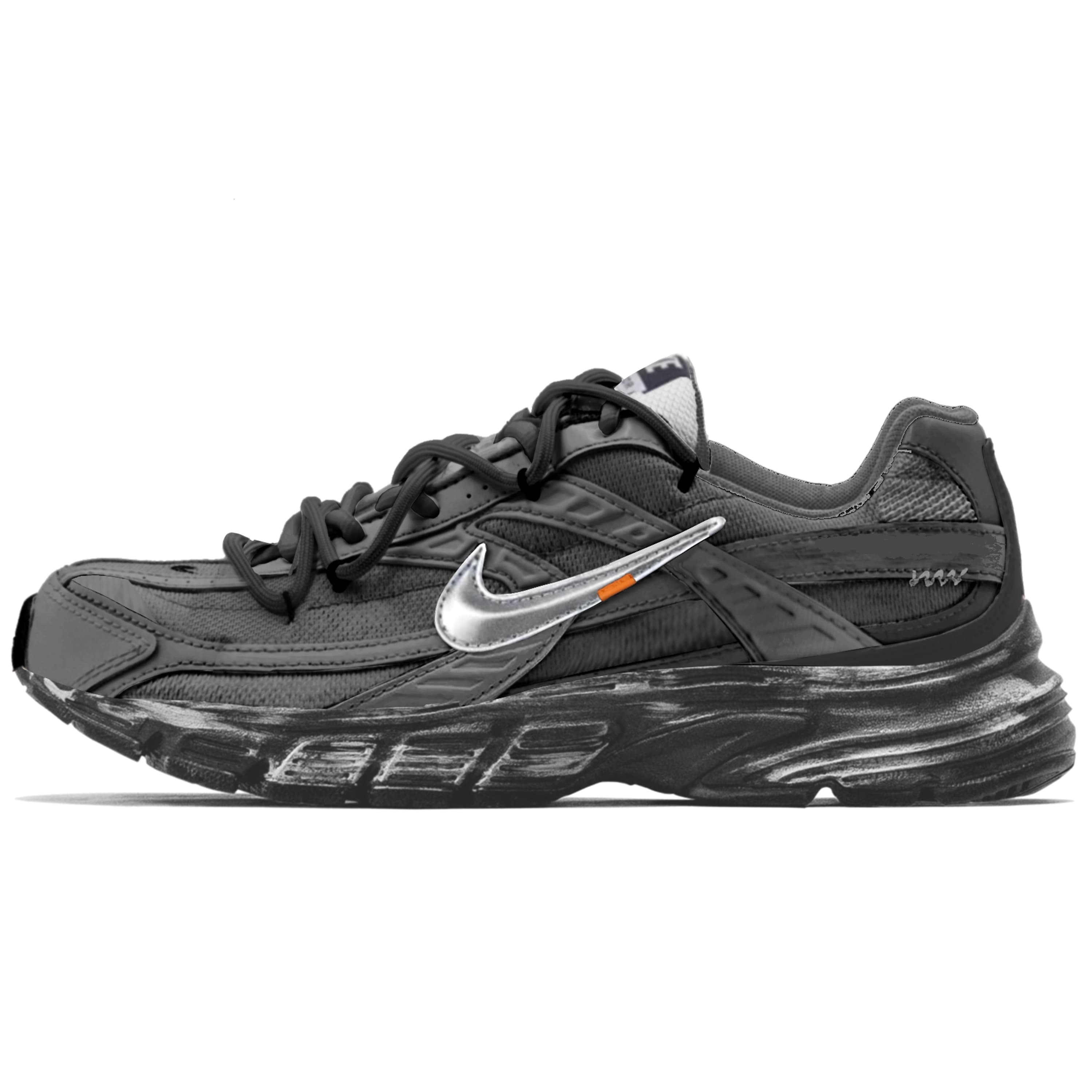 Custom Sneakers Nike Initiator Unicorn Planet Retro Outdoor Techwear High Street Distressed Deconstruction Comfortable Durable Low-Top Sprint Long Distance Running Shoes Unisex Black Silver