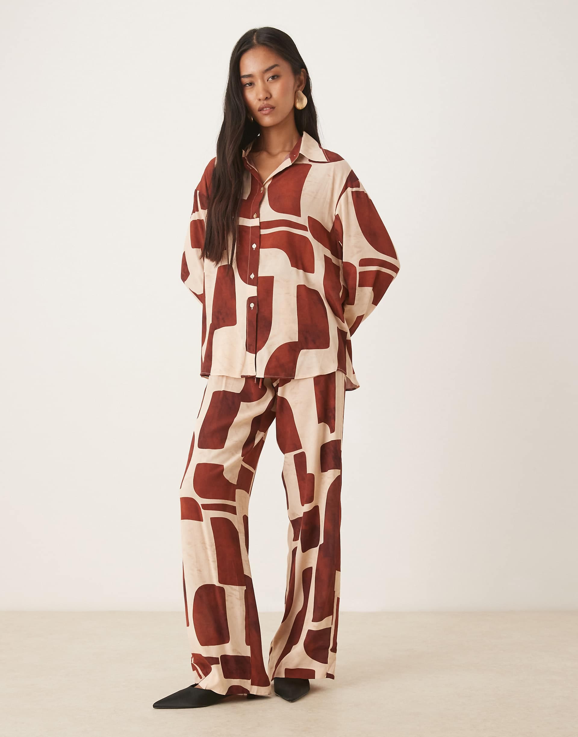 Mango straight pants in abstract print - part of a set