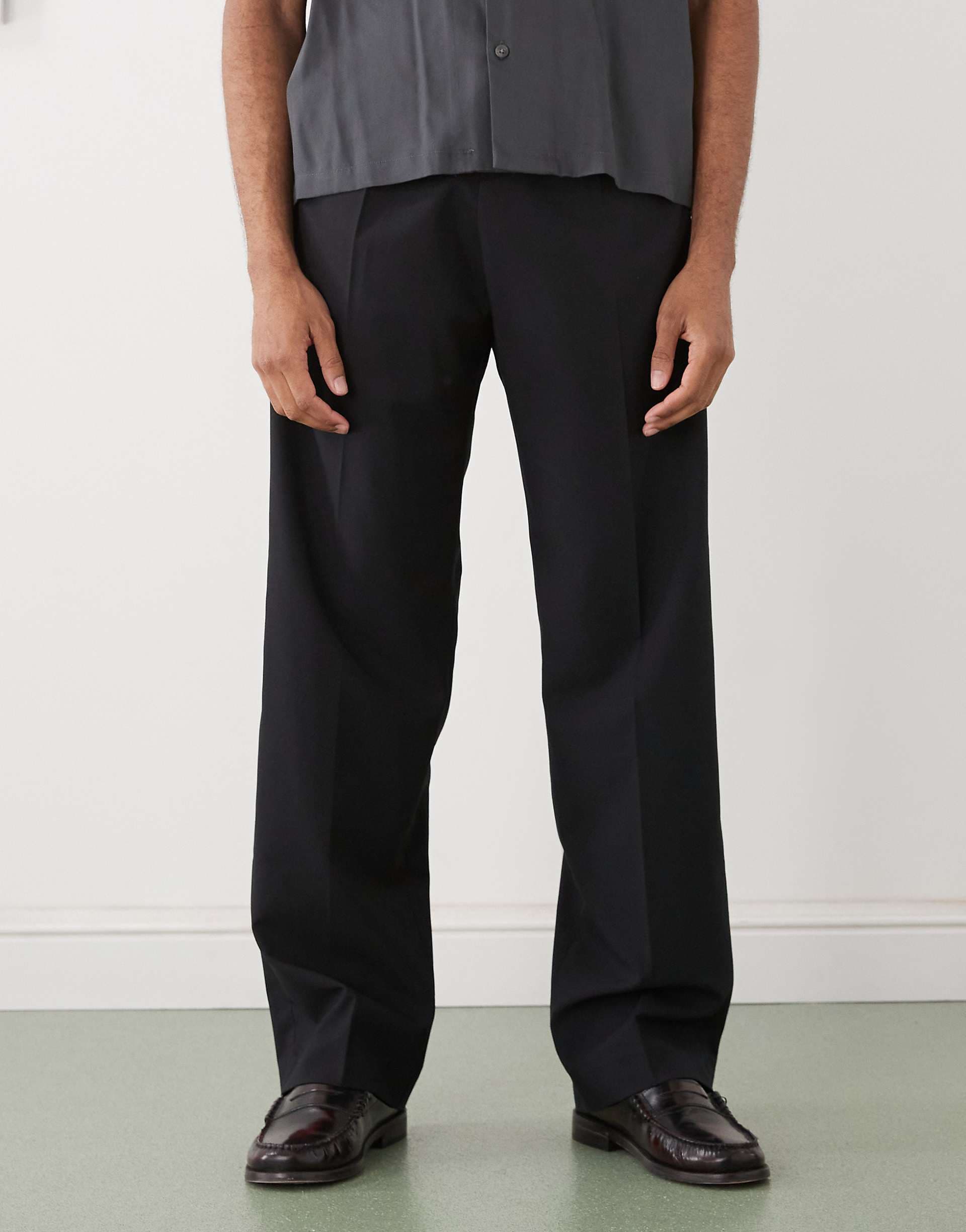 Weekday relaxed fit tailored pants in black