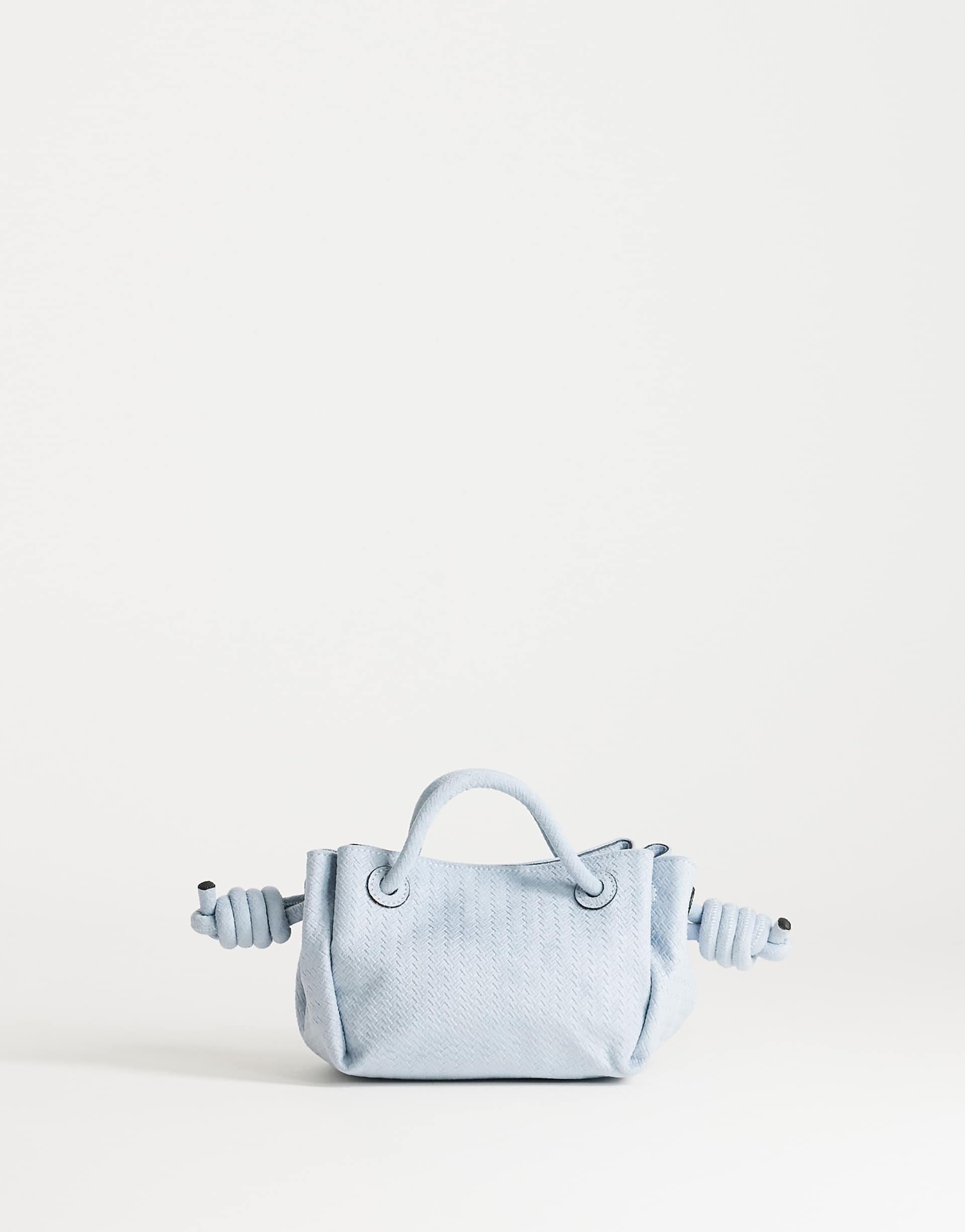Topshop Jenny small woven clutch purse in blue suedette