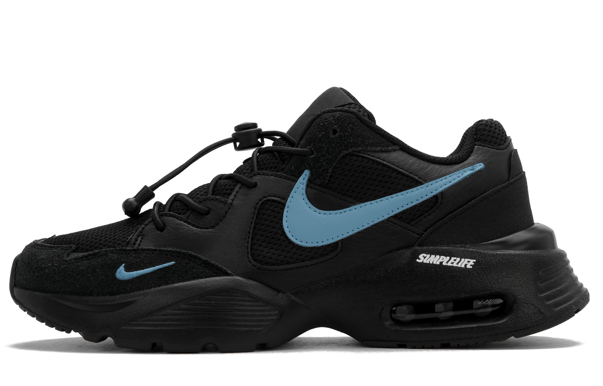 Custom Sneakers Nike Air Max Fusion 'Shuttle Mecha Blue' Riot Girl Trend Versatile American Street Outdoor Low-Top Running Shoes Men's Black Blue