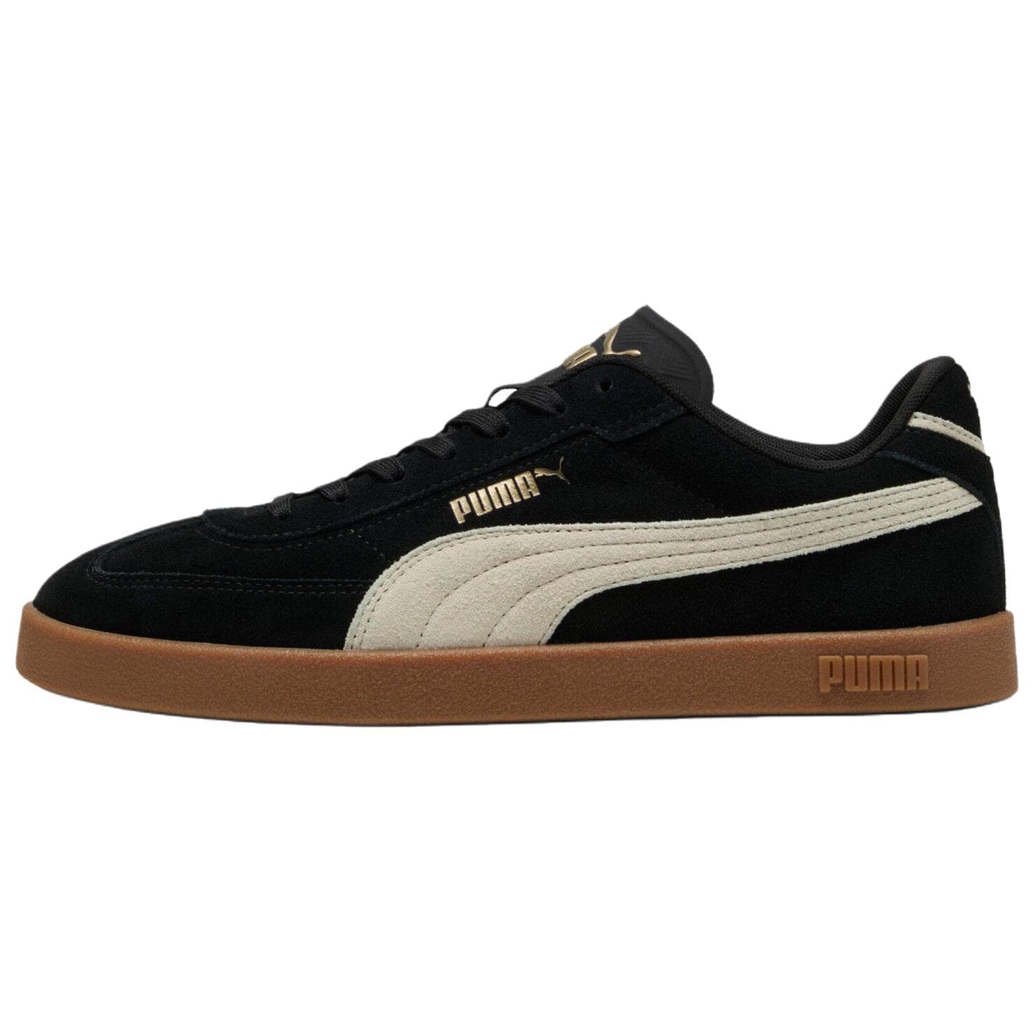 PUMA Club II Era Era Suede Versatile Comfortable Thin Sole Low-Top Skate Shoes Unisex Black Beige