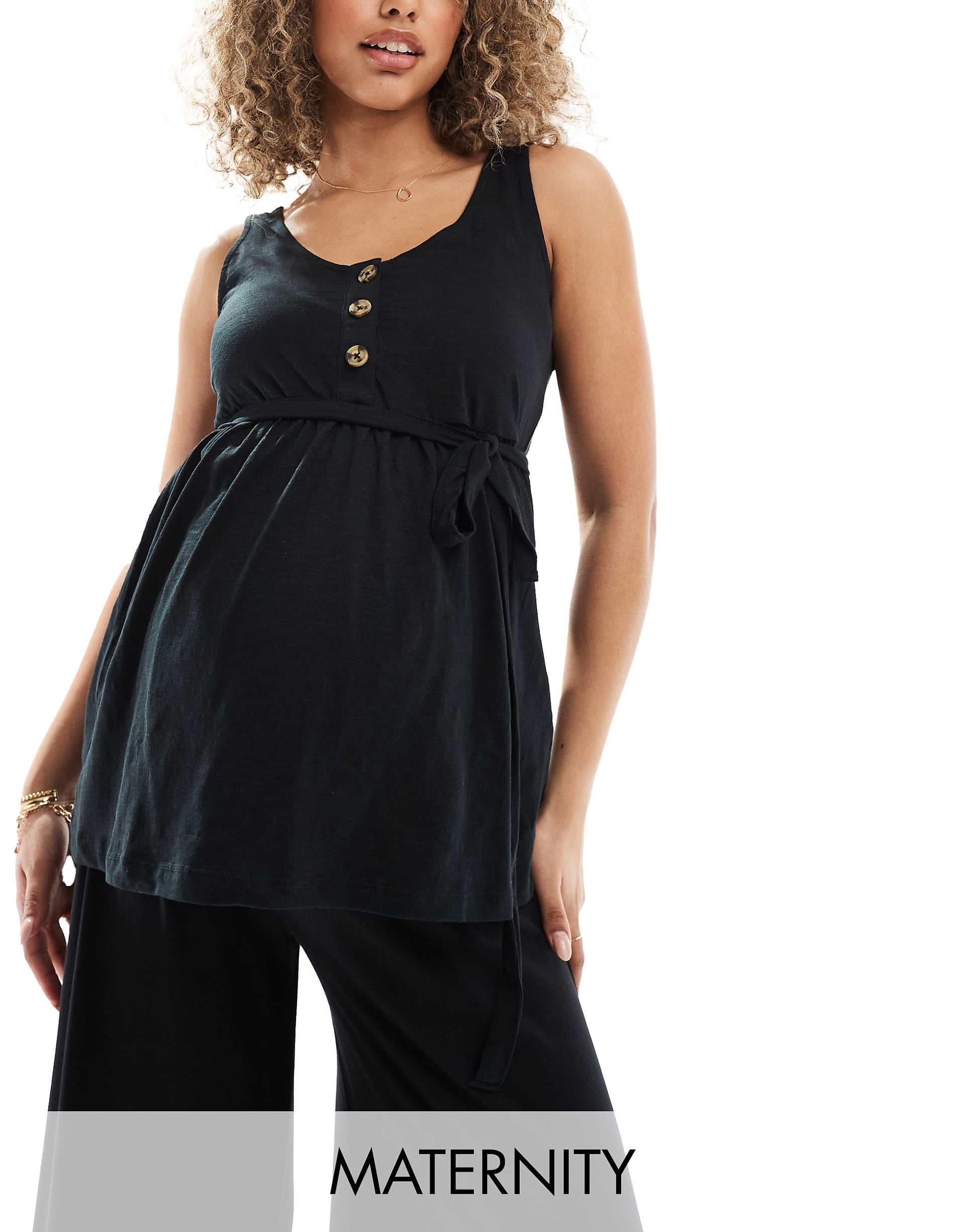 Mamalicious Maternity 2 function nursing button up top in black