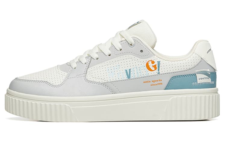 ANTA Skateboard Shoes Men Low-Top Ivory White/Microchip Gray/Wall Gray